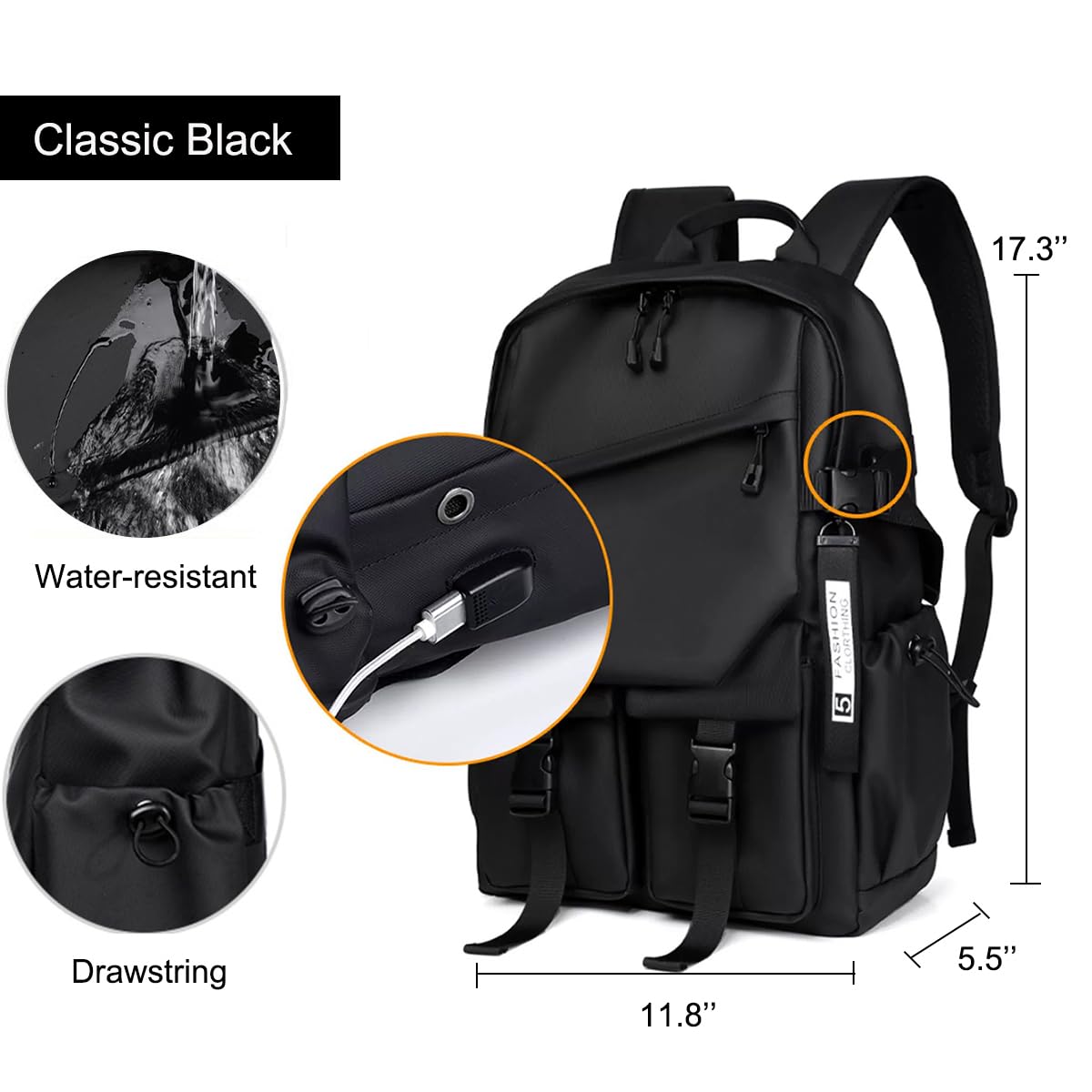 Stylish GSAD School Backpack for Boys & Girls | Durable Middle School Bookbag for Teens | Water-Resistant Travel Backpack for Students | Perfect for School, College & Daily Commute (Grey)