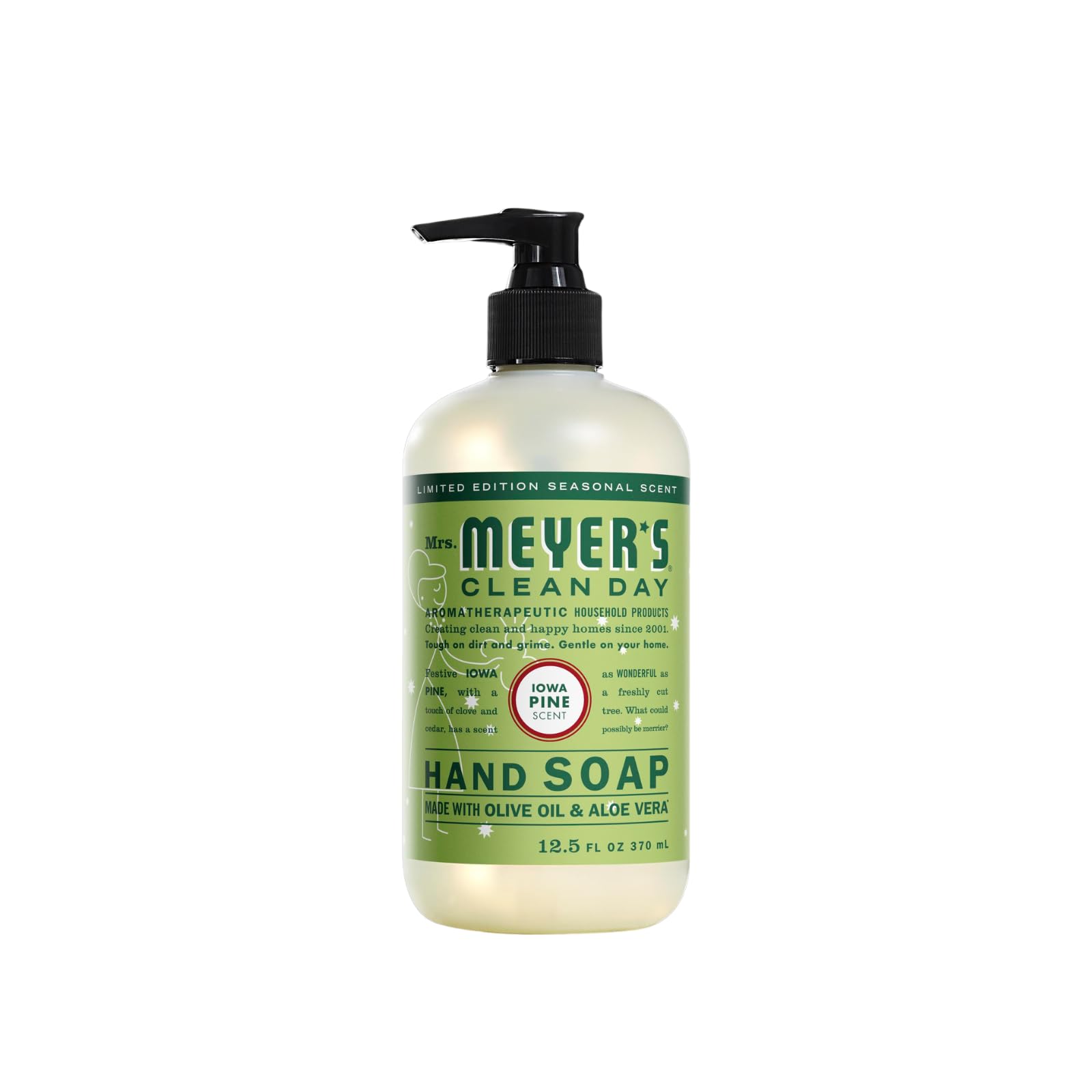 Mrs. Meyer's Clean Day Hand Soap Variety Pack - 4 Bottles (Gingerbread, Iowa Pine, Peppermint & Snow Drop Scents) | Plant-Derived Ingredients, Cruelty-Free | Perfect for Kitchen, Bathroom & Holiday Gifting
