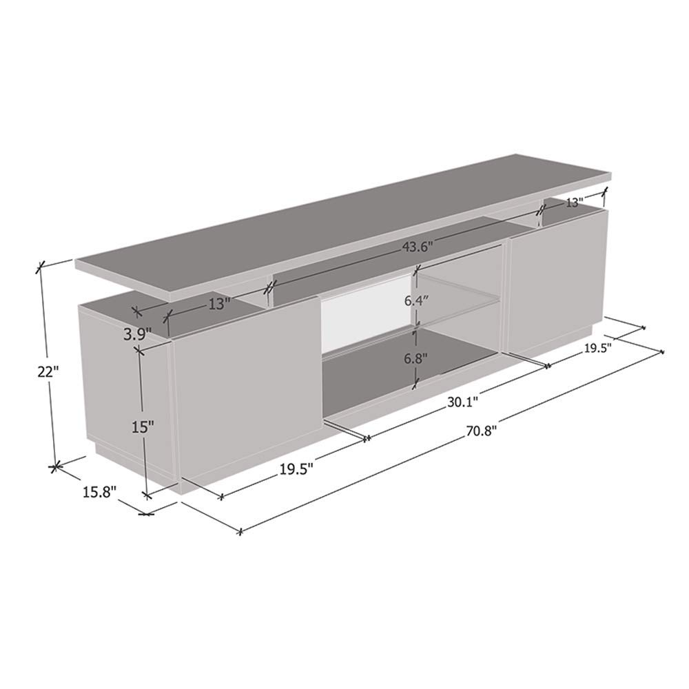 Modern Eva K TV Stand with Matte Glossy Finish - High Gloss Entertainment Center with Storage Cabinets & LED Lights - Media Console for TVs Up to 80 Inches (Black) - Perfect for Living Room, Home Theater & Gaming Setup