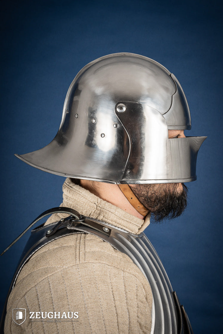 Burgundian Sallet Helmet - 1.6mm Polished Steel Medieval Armor for LARP, Cosplay & Historical Reenactment
