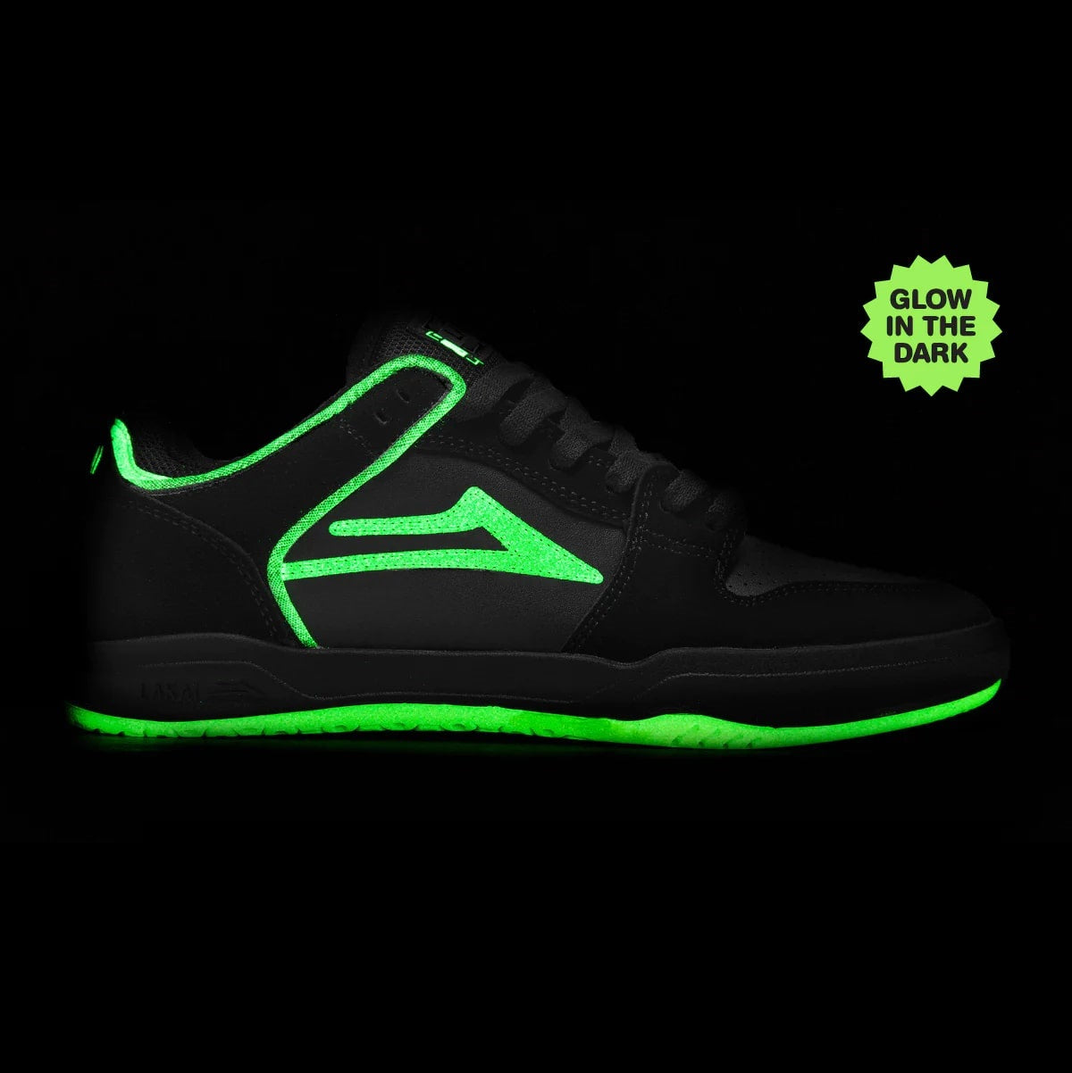 Lakai Telford Low Black/Glow Suede Skate Shoes - Men's Classic Skateboard Sneakers for Street Style & Urban Fashion
