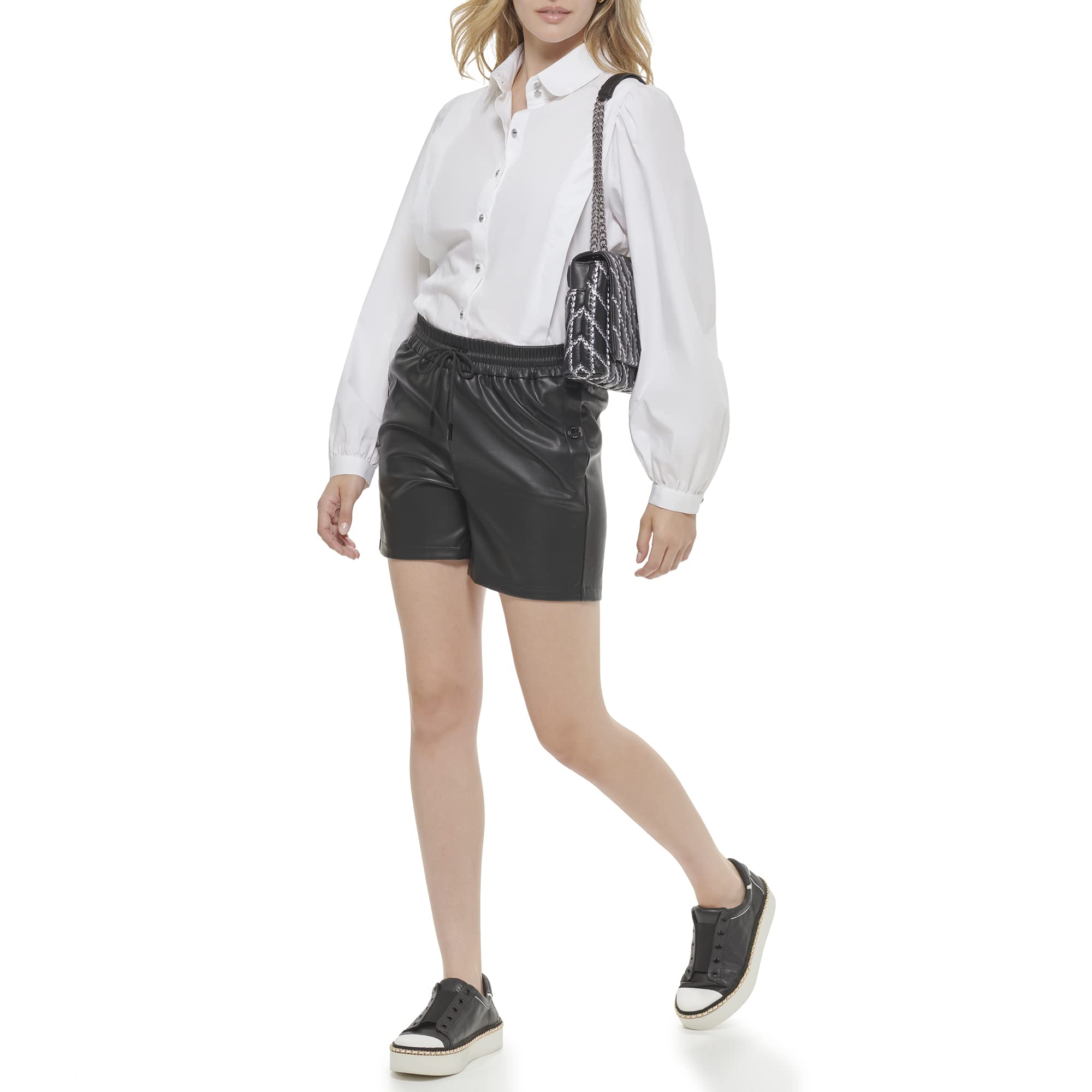 KARL LAGERFELD Women's High Waisted Athletic Shorts - Comfortable Yoga Running Gym Workout Shorts for Women - Perfect for Fitness, Lounge & Casual Wear