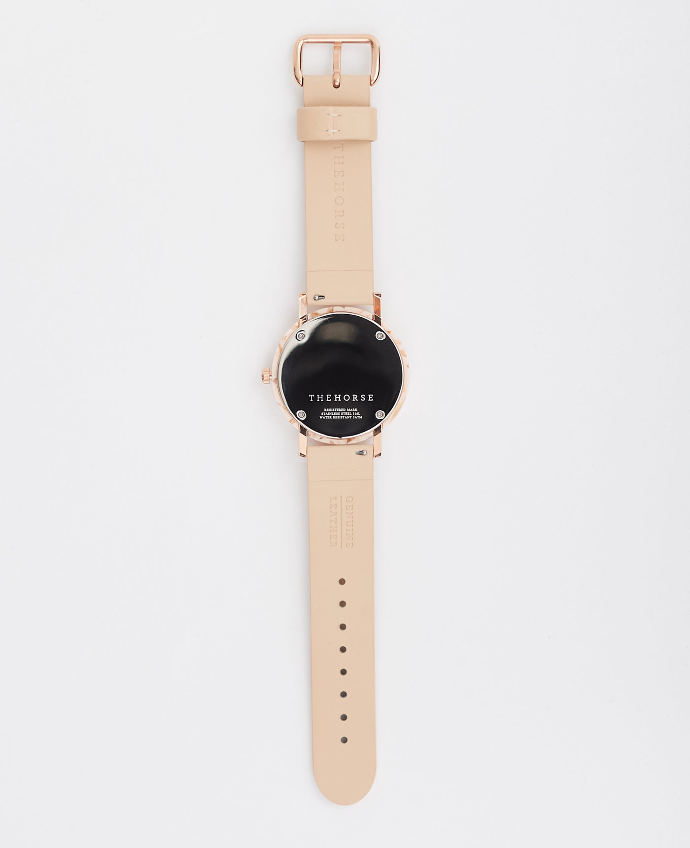 Peach Speckle Resin Watch Case - White Dial with Rose Gold Indexing & Vegetable Tan Leather Strap - Perfect for Casual, Office & Special Occasions