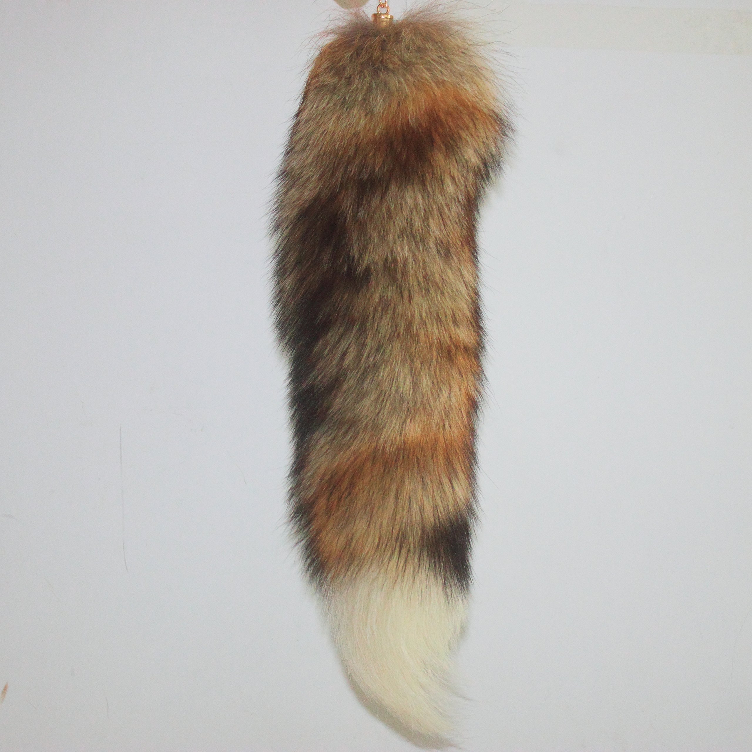 Fosrion 15-16 Inch Real Fox Fur Tail Keychain - Natural Swift Fox Vulpes Velox Fur Handbag Accessory, Cosplay Tassel for Purse & Backpack (Wildlife Inspired Fashion Accessory) | Perfect for Boho Style, Festival Outfits & Costume Parties