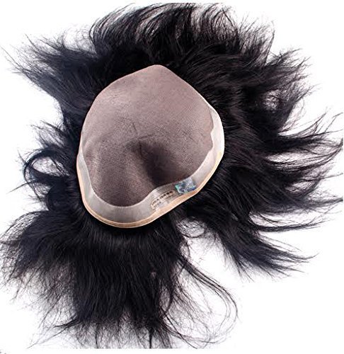 Wizme USA 10x8 Inch Real Human Hair Patch Wig for Men & Boys - Natural Black Toupee for Thinning Hair & Bald Spots - Perfect for Daily Wear, Cosplay & Hair Loss Solutions