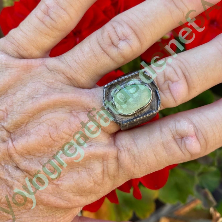 Authentic Navajo Sterling Silver Ring with Genuine Green Turquoise - Size 11 - Handmade Native American Jewelry for Women - Perfect for Boho Fashion, Western Style & Special Occasions