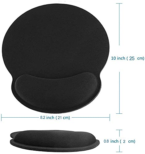 Ergonomic Memory Foam Mouse Pad with Wrist Support - Non-Slip Rubber Base Gaming Mousepad for Office, Computer & Laptop - Perfect for Long Work Hours, Gaming Sessions & Home Office Setup (Black)