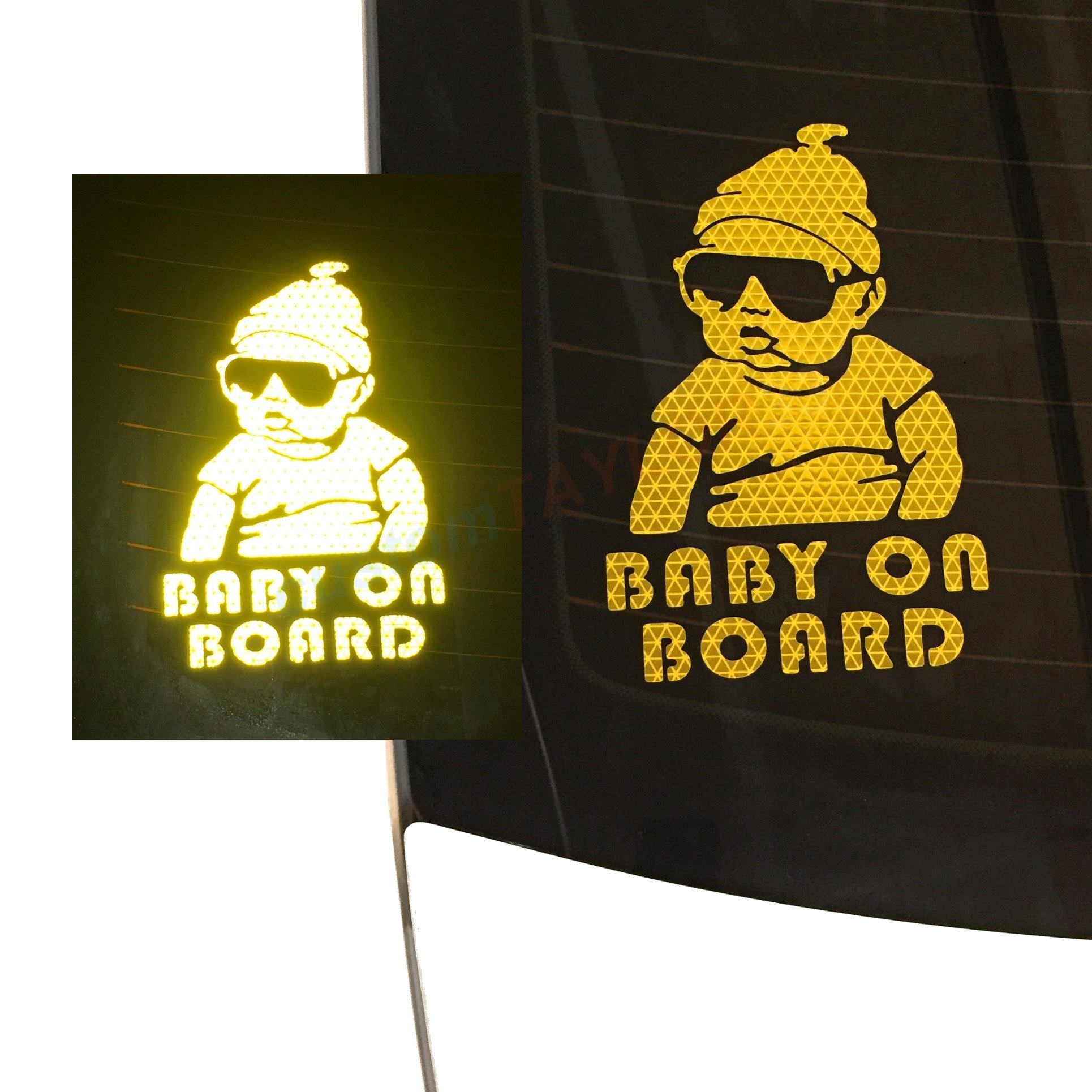 High-Intensity Reflective Baby on Board Safety Sticker - Custom Taylor33 Car Decal for Cars, Vans & Trucks - Yellow & Multiple Color Options for Boys & Girls - Perfect for Family Road Trips & Child Safety Awareness