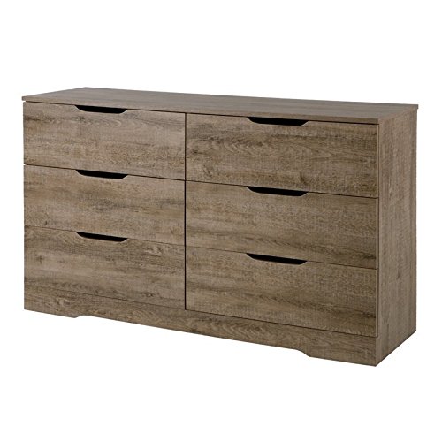 Home Square 3-Piece Bedroom Set - Weathered Oak Nightstand, Chest & Dresser for Master Bedroom or Guest Room Furniture