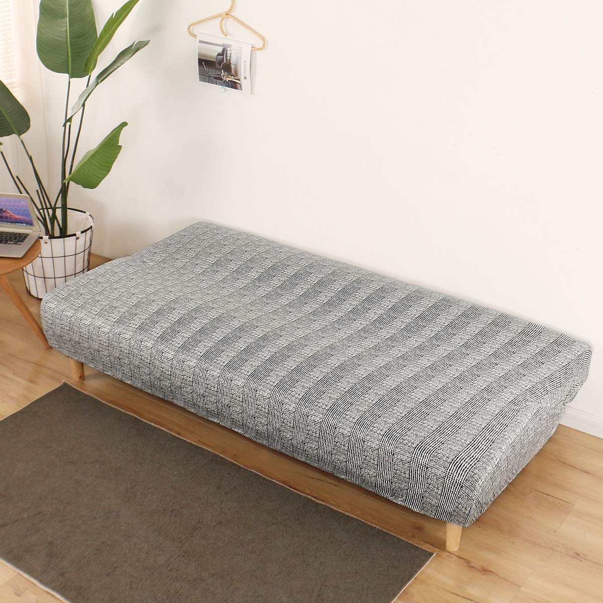 LiveGo Armless Futon Slipcover - Stretchable Folding Sofa Bed Cover with Elastic Bottom, Printed Fitted Couch Protector for Pets & Kids | Perfect for Living Rooms, Dorms & Guest Rooms