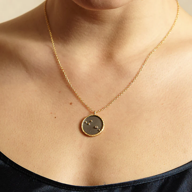 Aries Diamond Zodiac Necklace - 14K Gold Constellation Pendant for Women - Perfect Birthday Gift & Everyday Jewelry for Aries Zodiac Sign
