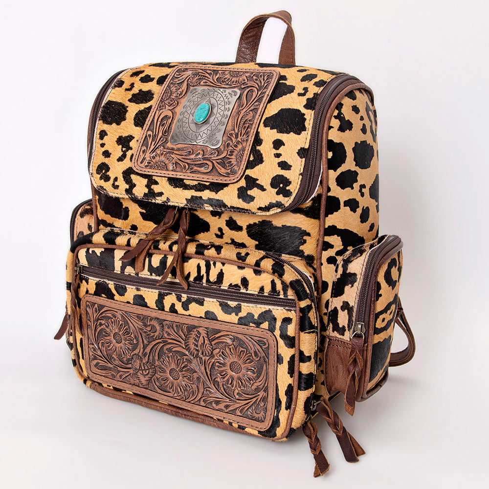 American Darling Hand Tooled Genuine Leather Women's Western Handbag with Hair On Hide - Perfect for Cowgirl Fashion, Rodeo Events & Western Style Outfits
