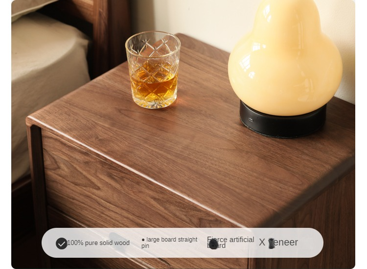 Premium Black Walnut Solid Wood Nightstand with Storage - Modern Bedside Table for Bedroom, Living Room & Guest Room - Durable & Stylish Furniture for Home Decor