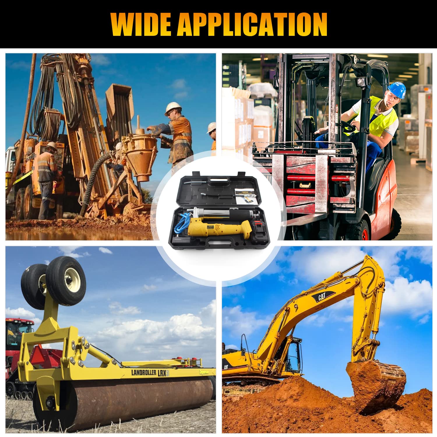 20V Cordless Grease Gun 10000 PSI with 2 Batteries - for Automotive & Industrial Maintenance