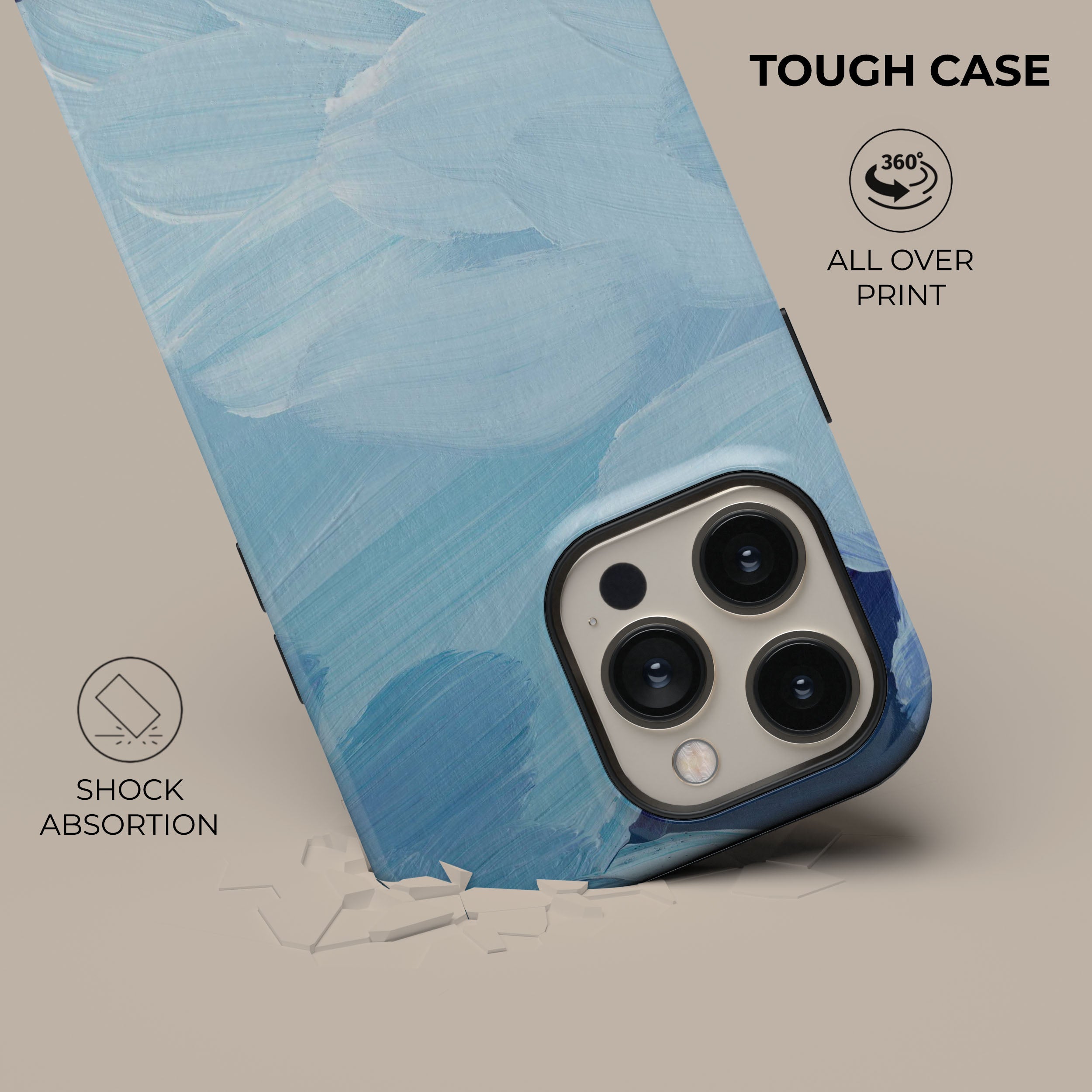 Premium Ocean Blue Paint Design Shockproof Phone Case - Durable Protection for iPhone & Samsung - Perfect for Outdoor, Travel & Daily Use