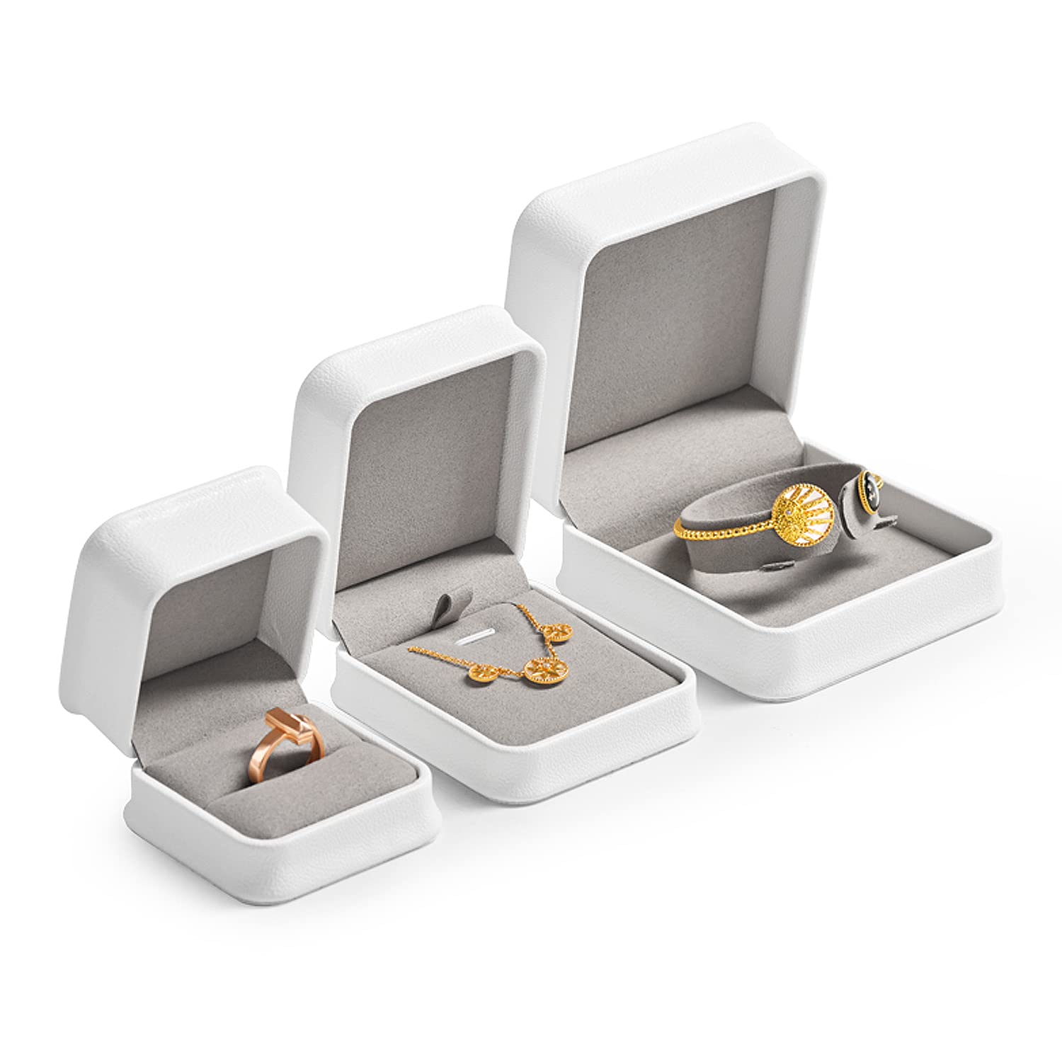 Premium White PU Leather Ring Box for Engagement & Proposal - Jewelry Gift Box for Wedding, Anniversary & Special Occasions