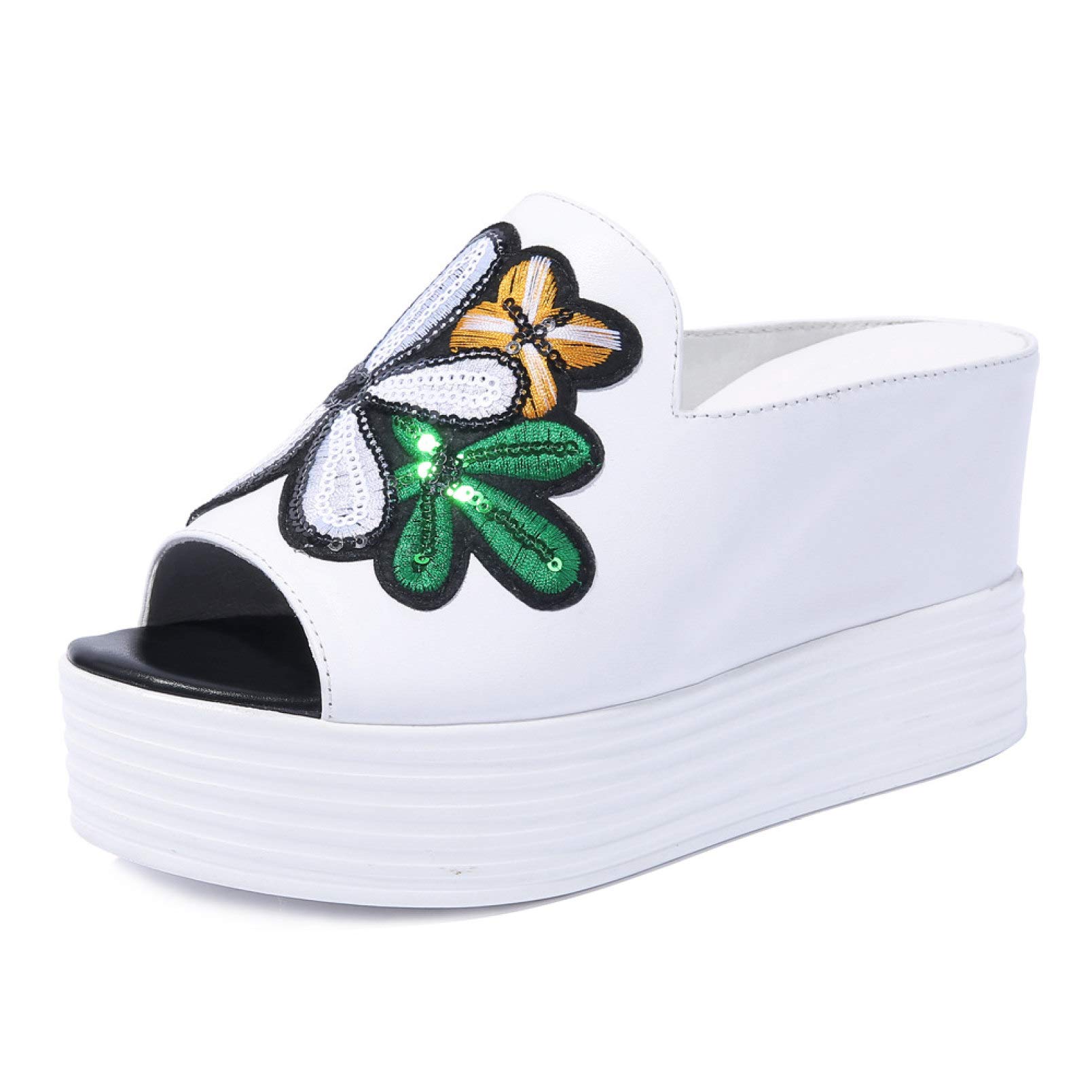 Women's Comfortable Platform Wedge Sandals - Slip On Peep Toe High Heel Slide Sandals for Summer, Beach, and Casual Outings