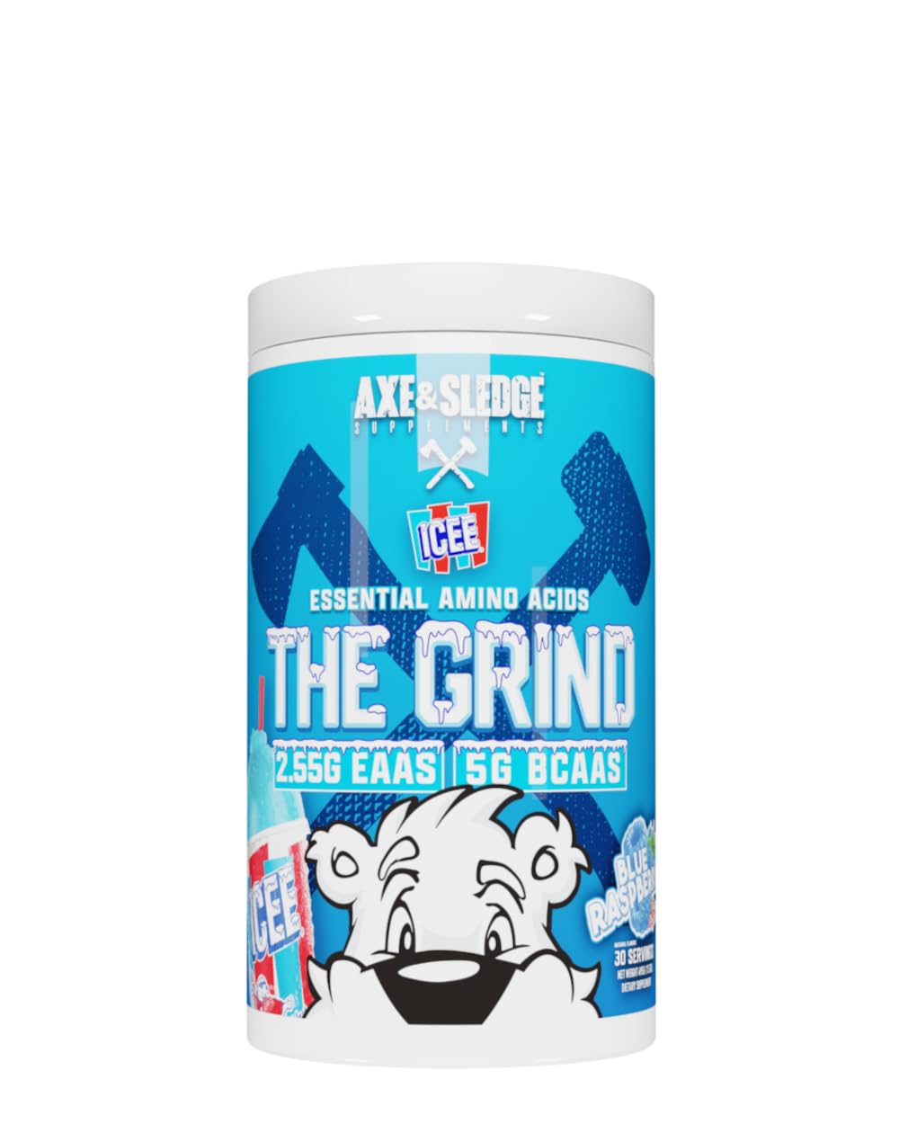 The Grind Essential Amino Acids & BCAA Supplement - 30 Servings, ICEE Blue Raspberry Flavor for Muscle Recovery & Workout Performance | Pre & Post Workout, Gym & Fitness