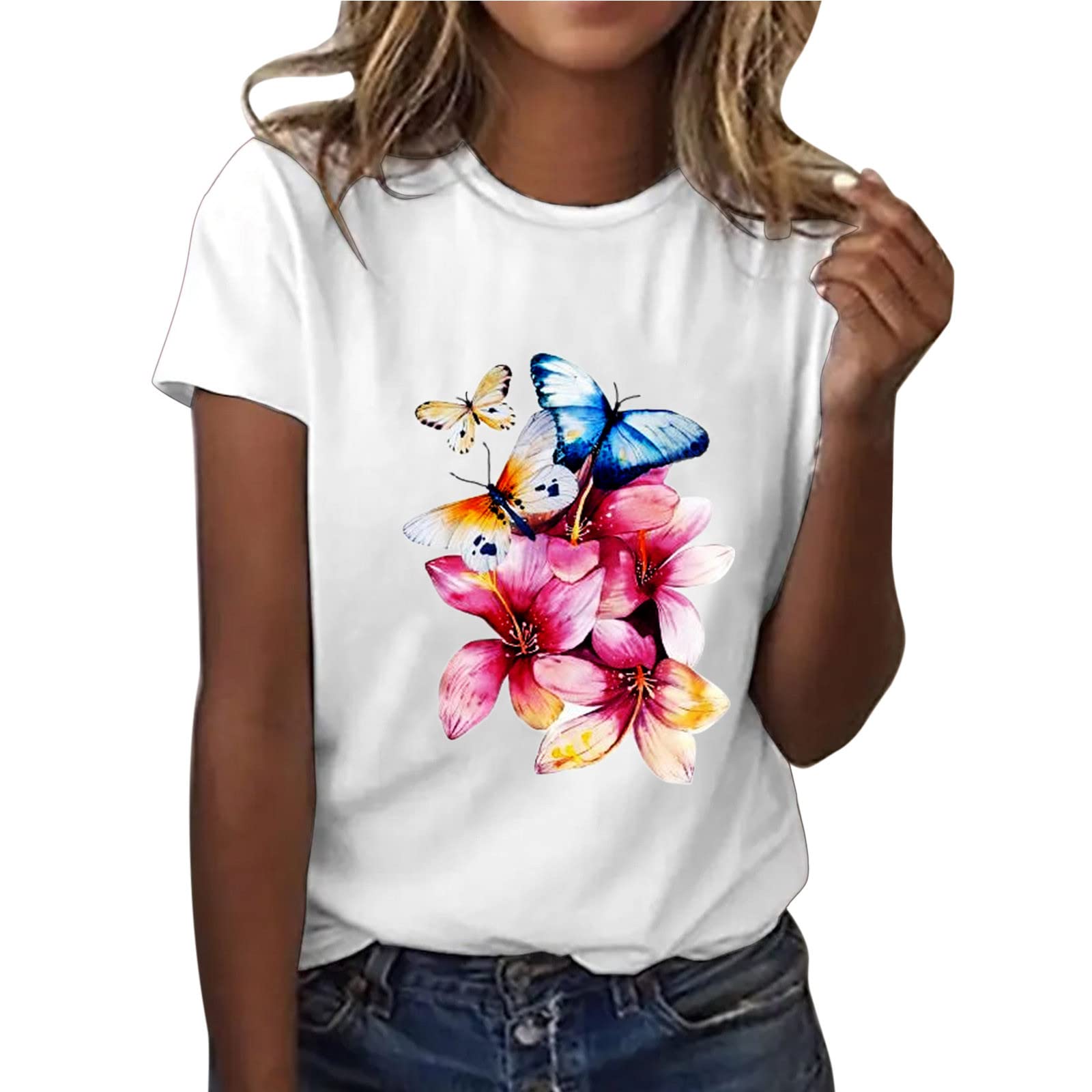 Women's Cropped Tank Tops - Floral Printed Workout Shirts for Women, Casual Short Sleeve Fashion Tee | Perfect for Gym, Yoga, Running & Summer Outfits