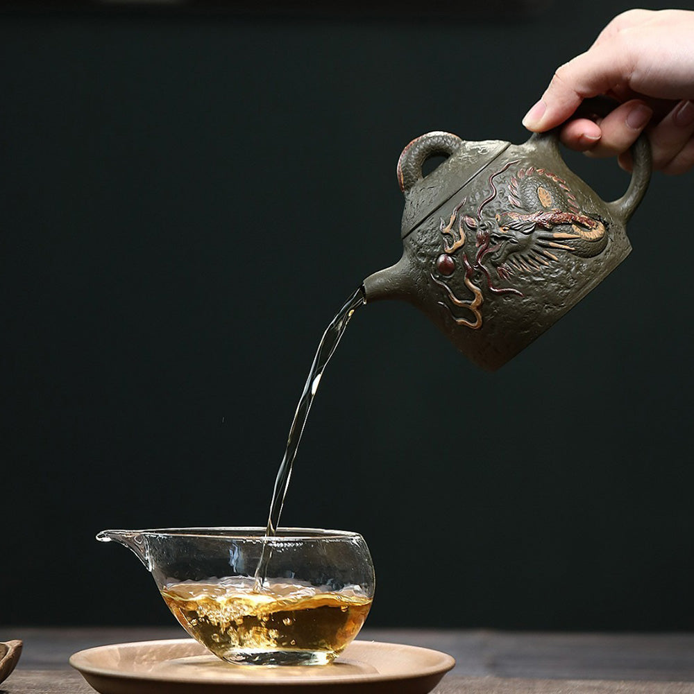 Premium Yixing Dark Green Clay Dragon Qin Quan Teapot - Handcrafted Chinese Ceramic Teapot for Gongfu Tea Brewing | Perfect for Tea Ceremonies, Gifts & Home Decor