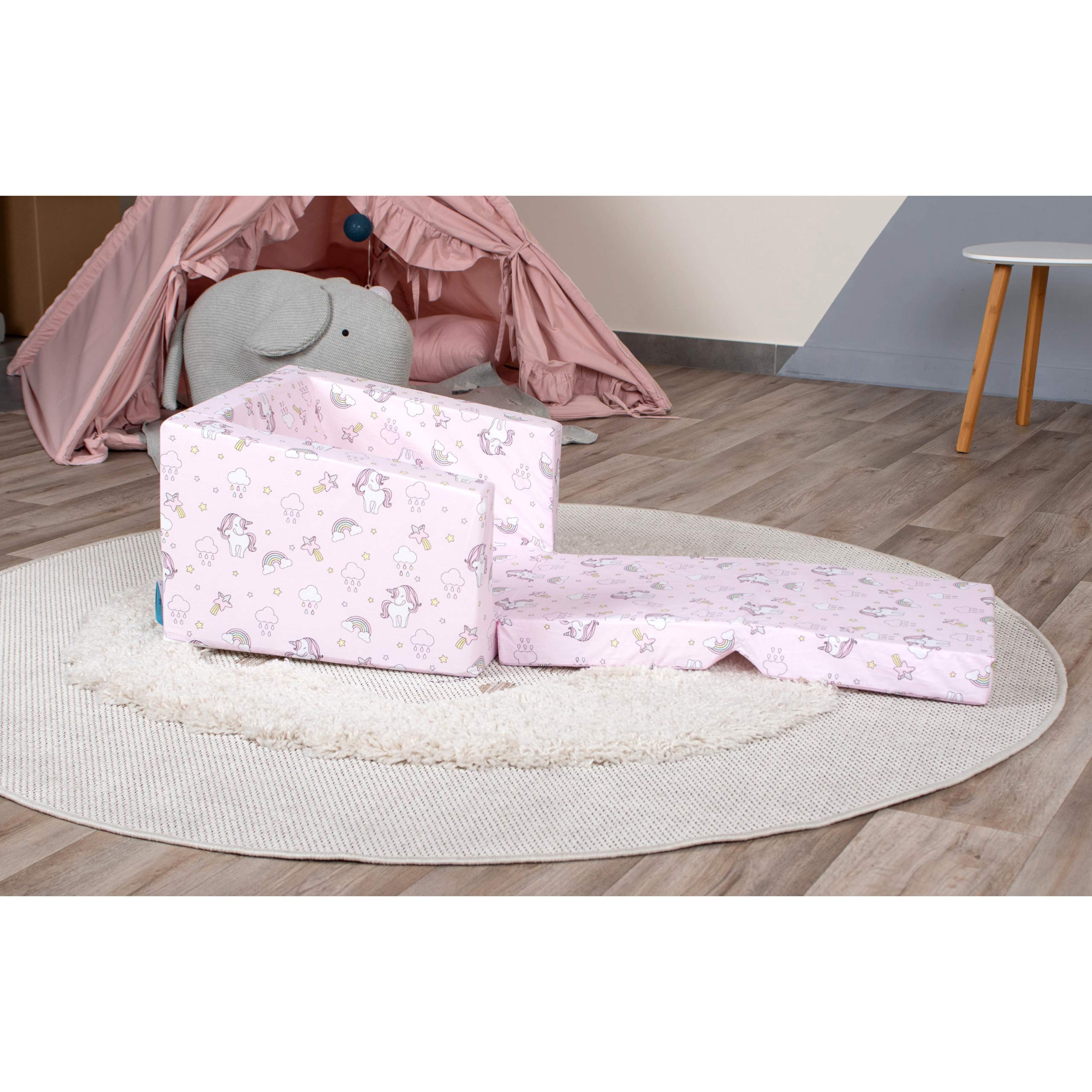 Delsit Kids Convertible Sofa - 2-in-1 Toddler Armchair & Lounger with Flip-Out Design, Soft Foam Couch for Boys & Girls, European-Made - Perfect for Playrooms, Bedrooms & Nursery Relaxation