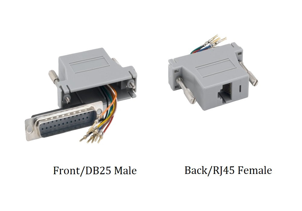 DB25 Male to RJ45 Female Modular Adapter - 10 Pack Gray | Network Cable Connector for Computer, Server & Telecom Equipment