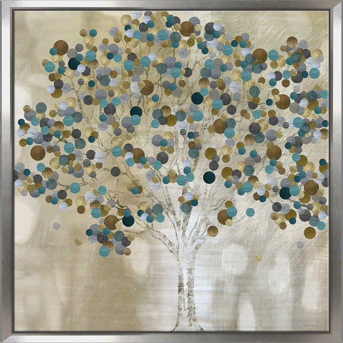 Teal Tree Print Floating Canvas Wall Art - Modern Home Decor for Living Room, Bedroom & Office