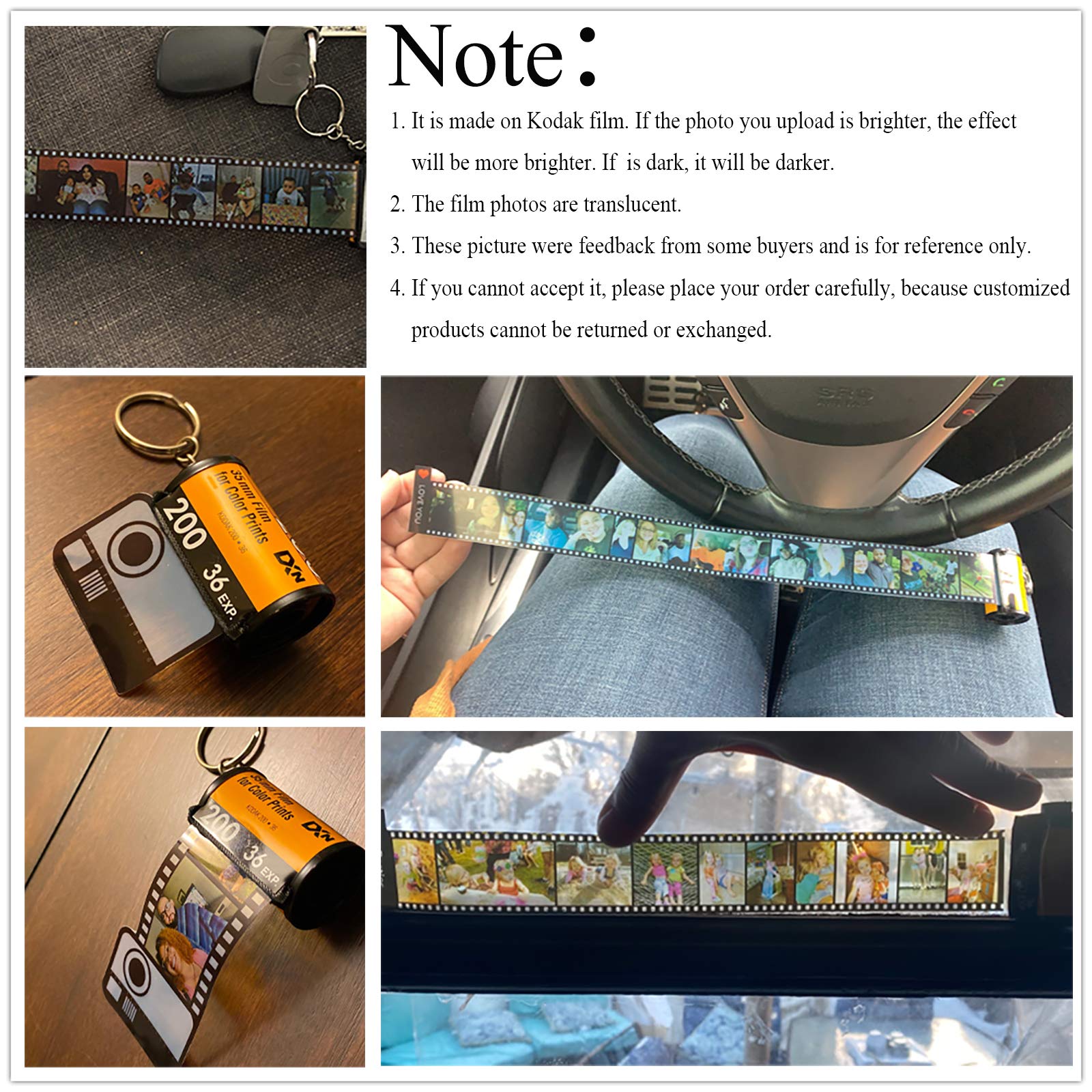 Custom Photo Keychain for Women - Personalized Camera Film Roll Keychain with Pictures - Perfect Gift for Birthdays, Anniversaries & Travel Memories
