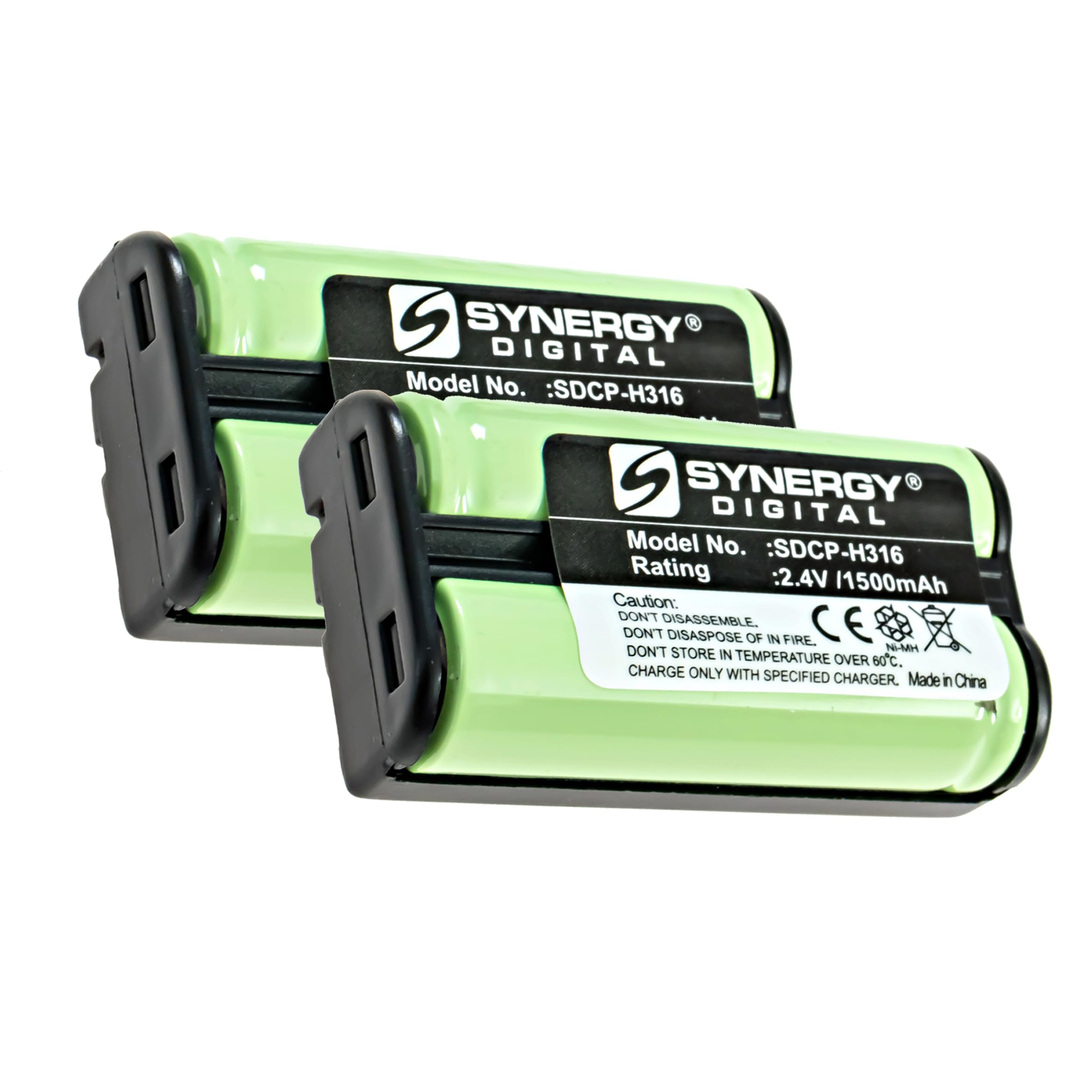 Synergy Digital Cordless Phone Batteries - 2-Pack Ni-MH 2.4V 1500mAh Replacement Batteries for AT&T 3658 & Panasonic HHR-P546A Cordless Phones - Perfect for Home & Office Use