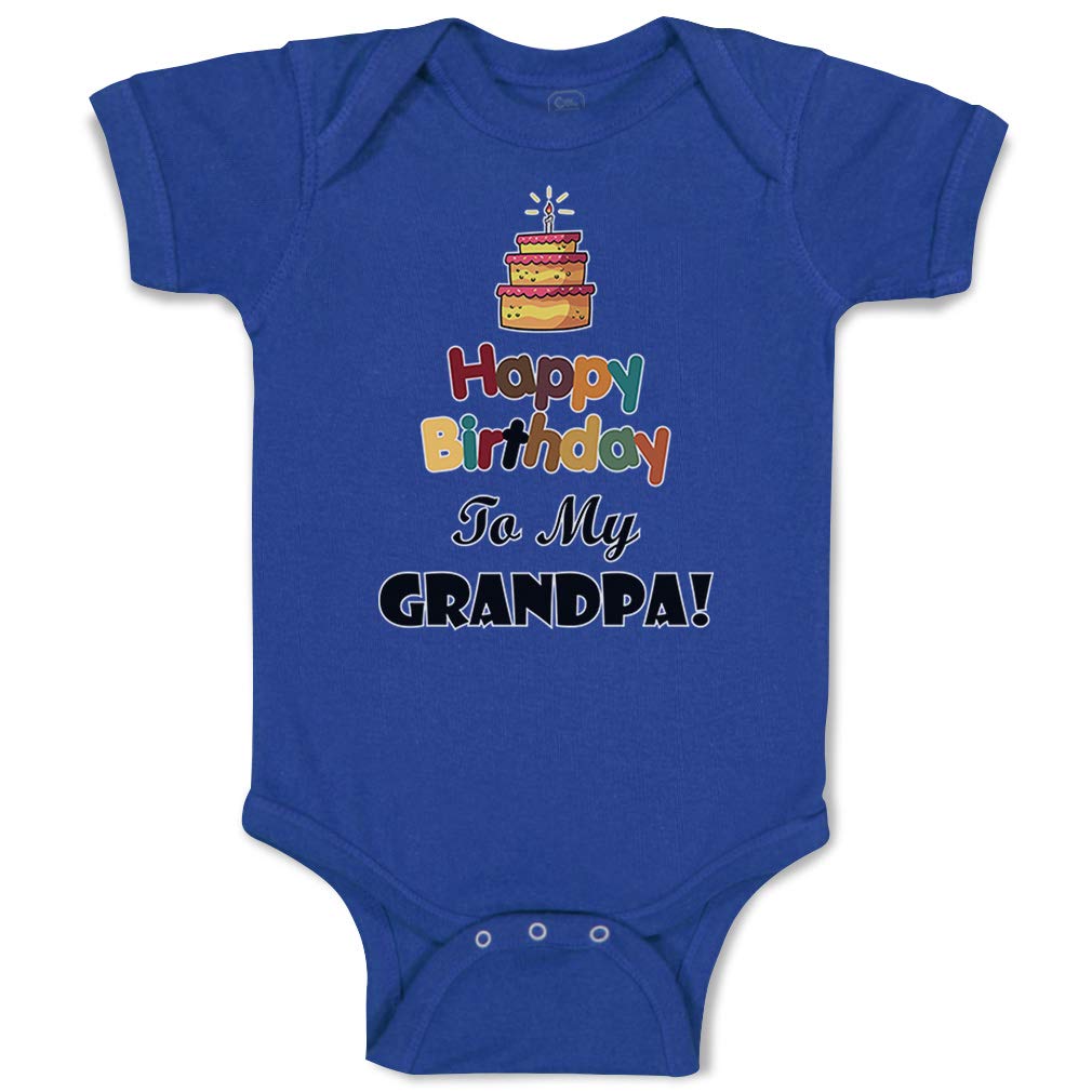 Happy Birthday to Grandpa Baby Bodysuit - Funny Cotton Royal Blue Design for 6-Month-Old Boys & Girls | Perfect for Birthday Parties, Family Photos & Special Celebrations
