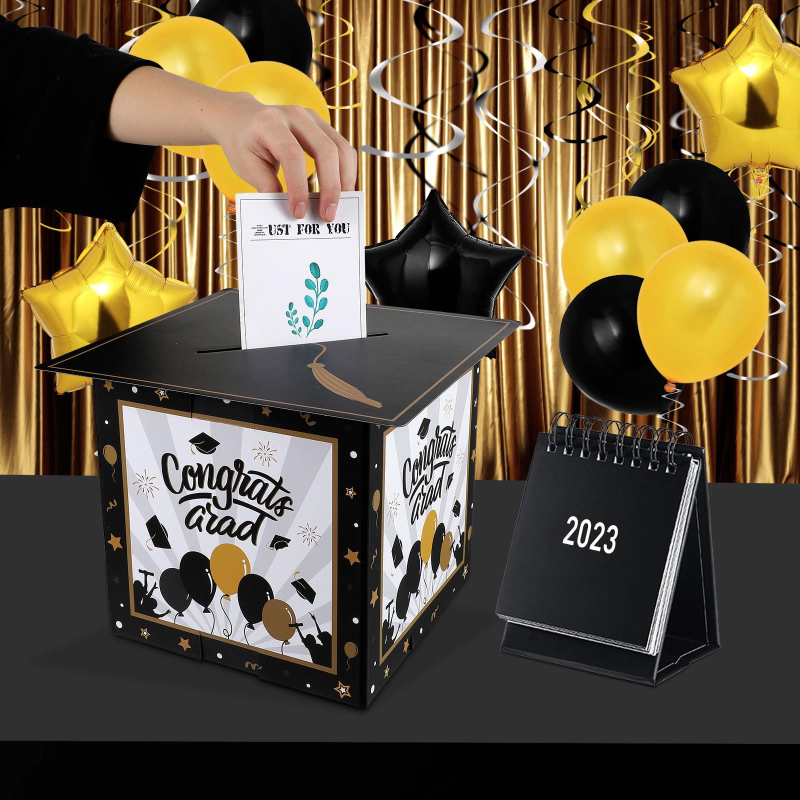 PRETYZOOM 2023 Graduation Card Box - Congrats Grad Gift Box Holder for Graduation Party, Ceremony & Birthday - Perfect Graduation Party Supplies for High School & College Graduates - Great for Photo Displays & Gift Card Storage