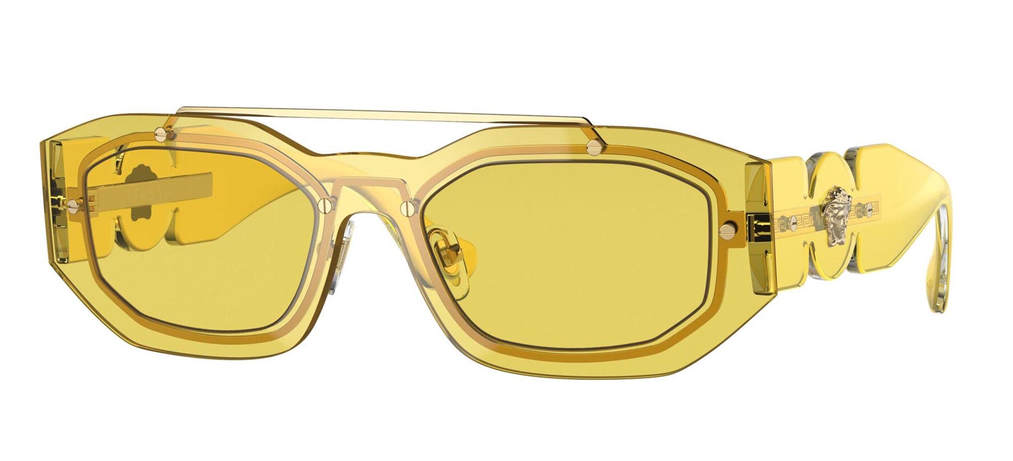 Versace VE 2235 100285 Yellow Plastic Fashion Sunglasses with UV Protection - Stylish Women's Sunglasses for Summer, Beach, and Outdoor Activities