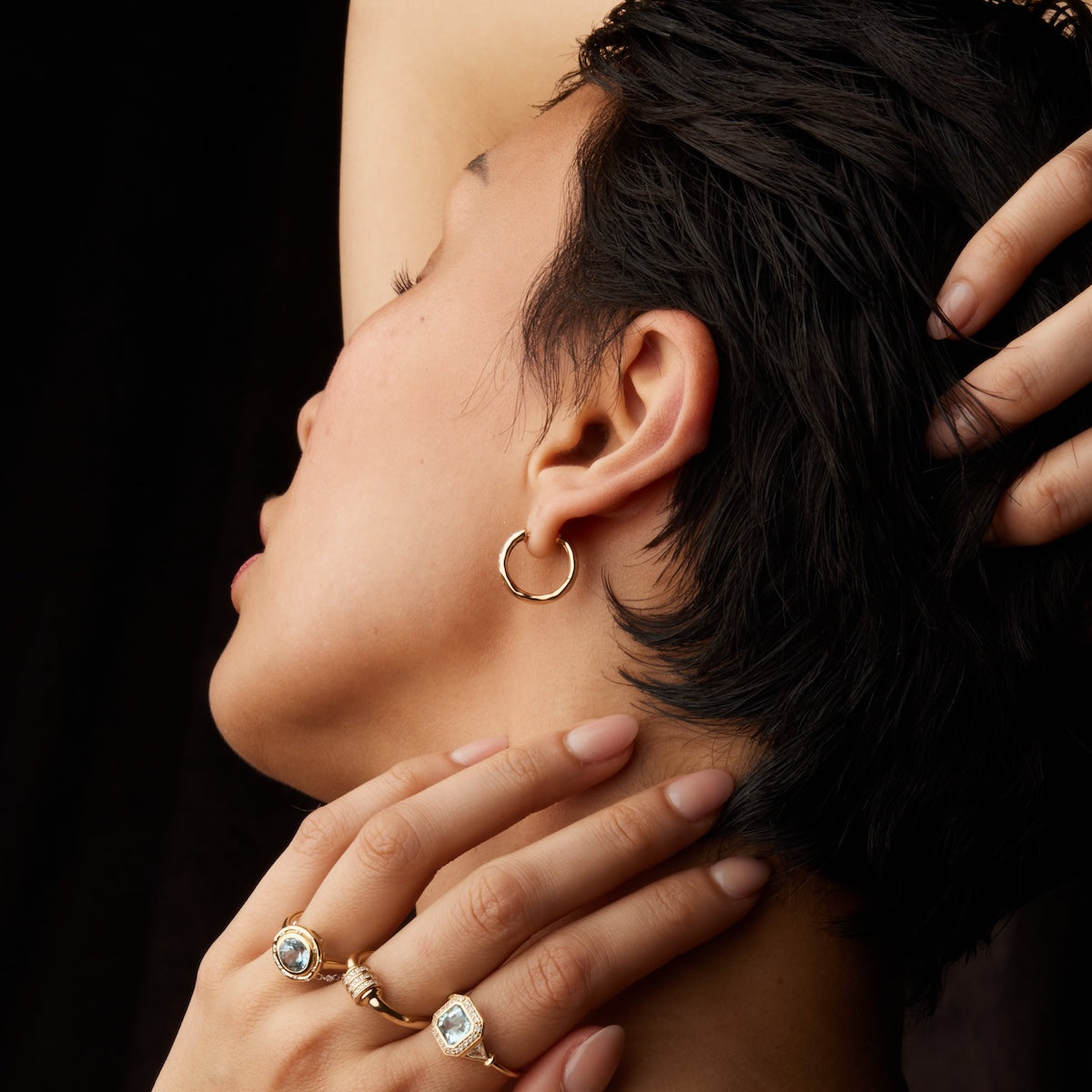 Diamonds in the Rough Hoops - Elegant Gold-Plated Hoop Earrings for Women | Perfect for Parties, Weddings & Everyday Wear