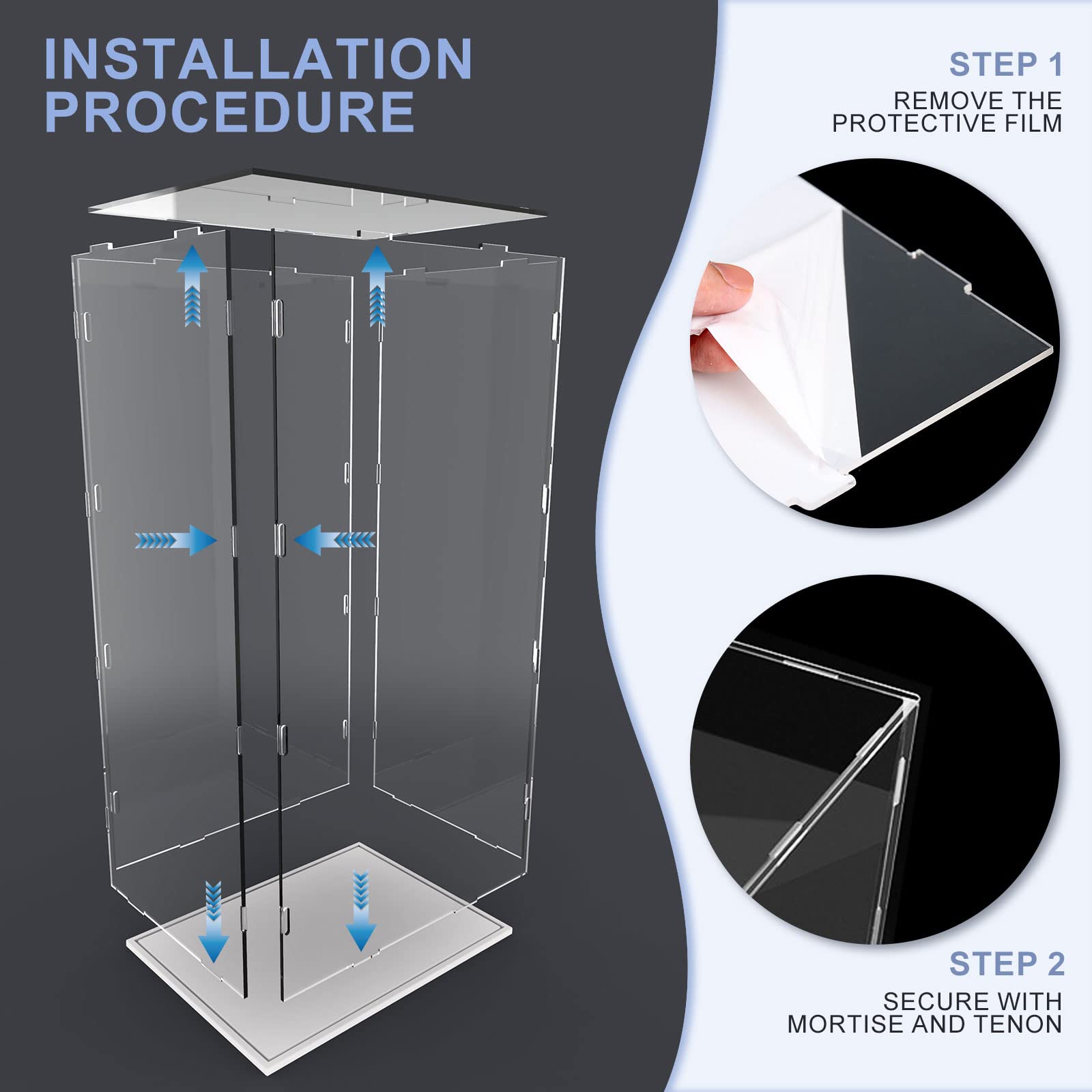 Acrylic Display Case for Bearbrick 1000% - 29 Inch Tall Clear Dustproof Protective Box for Collectibles, Dolls & Lego - Large Home Display Storage Cube with White Base - Perfect for Showcasing Action Figures, Art Toys & Valuable Collections