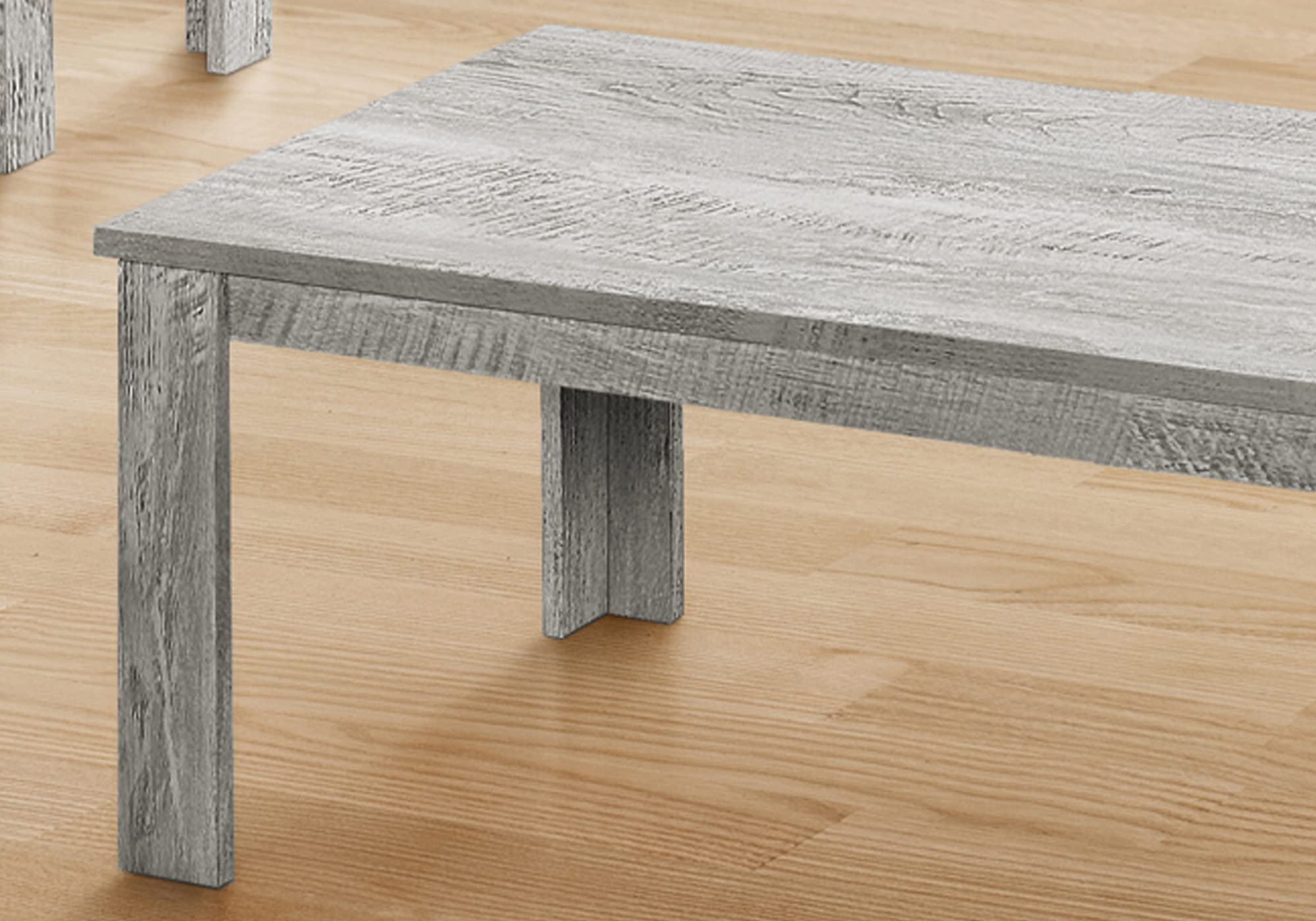 Monarch Specialties I 7860P 3-Piece Coffee Table Set - Grey Laminate End & Side Tables for Living Room - Transitional Style Accent Furniture for Home Decor & Entertainment Areas