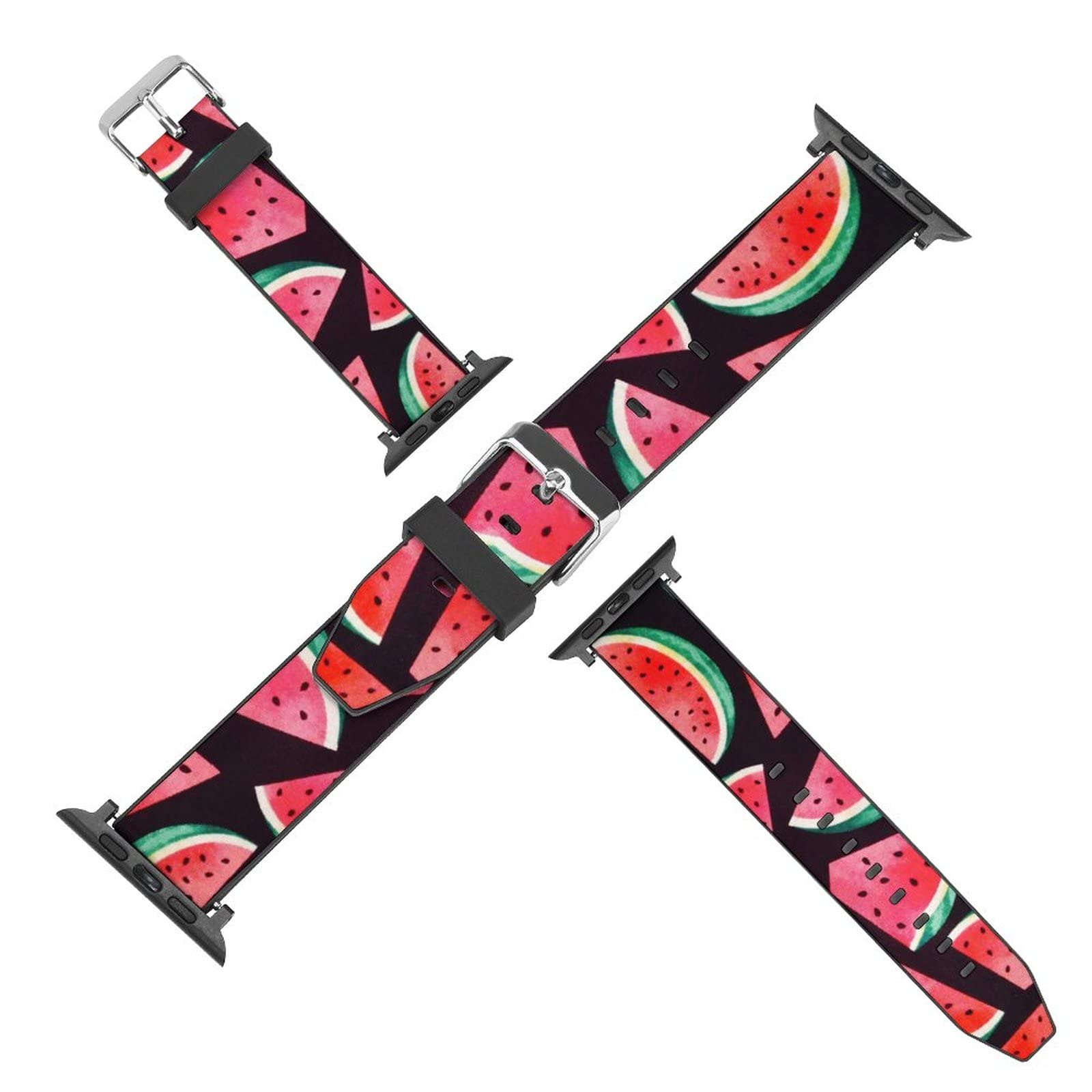 Soft Leather Watch Bands for Apple Watch 38mm/40mm - Compatible with iWatch Series 7/6/5/4/3/2/1 - Stylish Replacement Strap for Women & Men - Summer Watermelon Design - Perfect for Workouts, Swimming & Everyday Wear