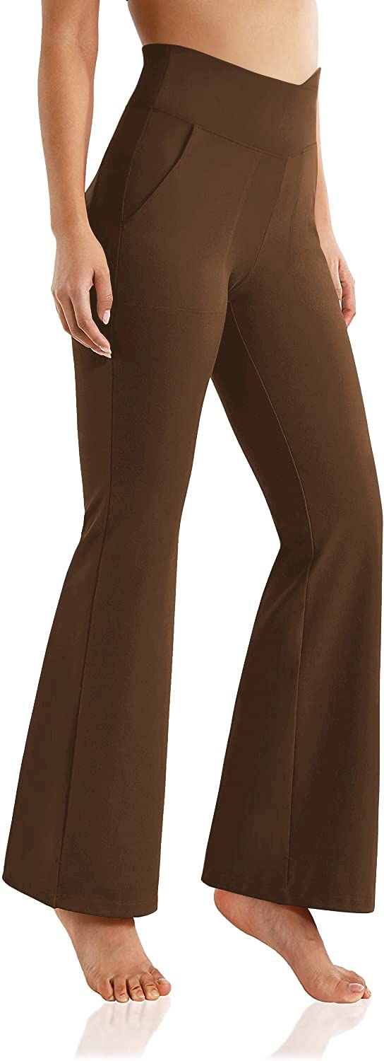 **Esobo Women's High Waist Bootleg Yoga Pants with Pockets - Wide Leg Workout, Office & Casual Pants for Yoga, Running & Everyday Wear**