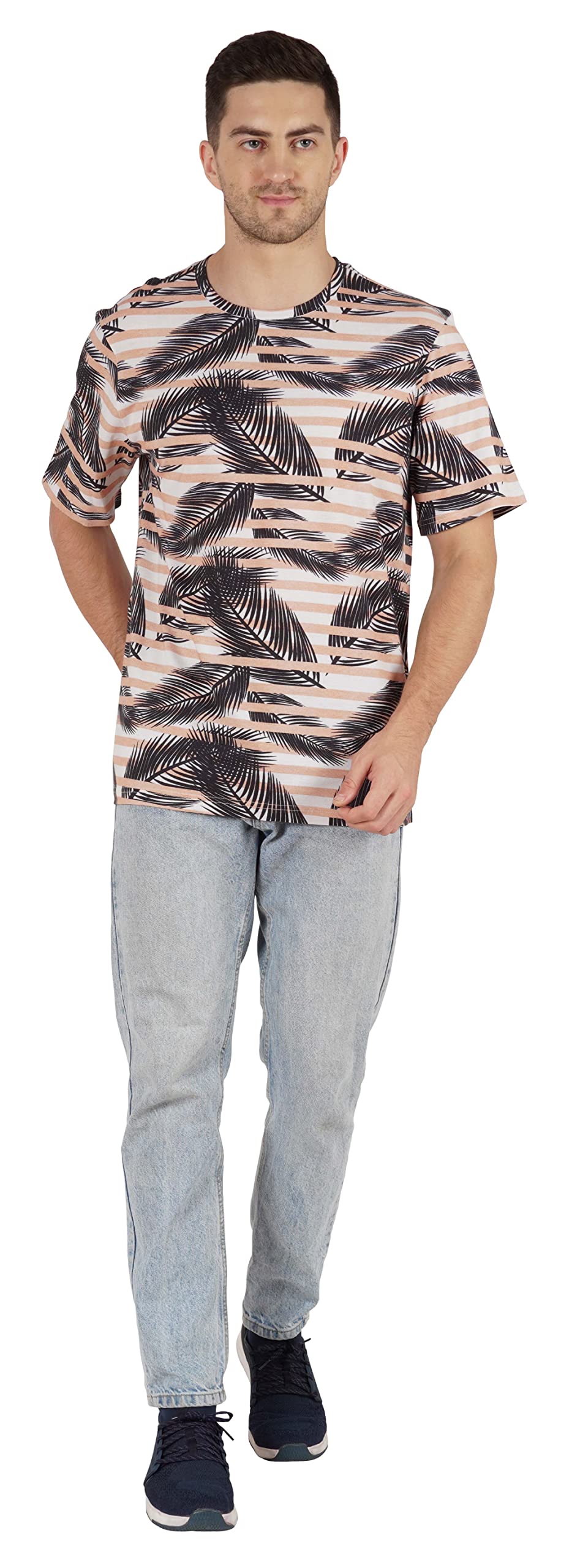Inkmeso Men's Half Sleeve T-Shirt - Loose Fit Casual Printed Tee for Summer, Beach & Holiday Wear - Breathable Cotton Shirt for Outdoor Activities, Travel & Street Style Fashion