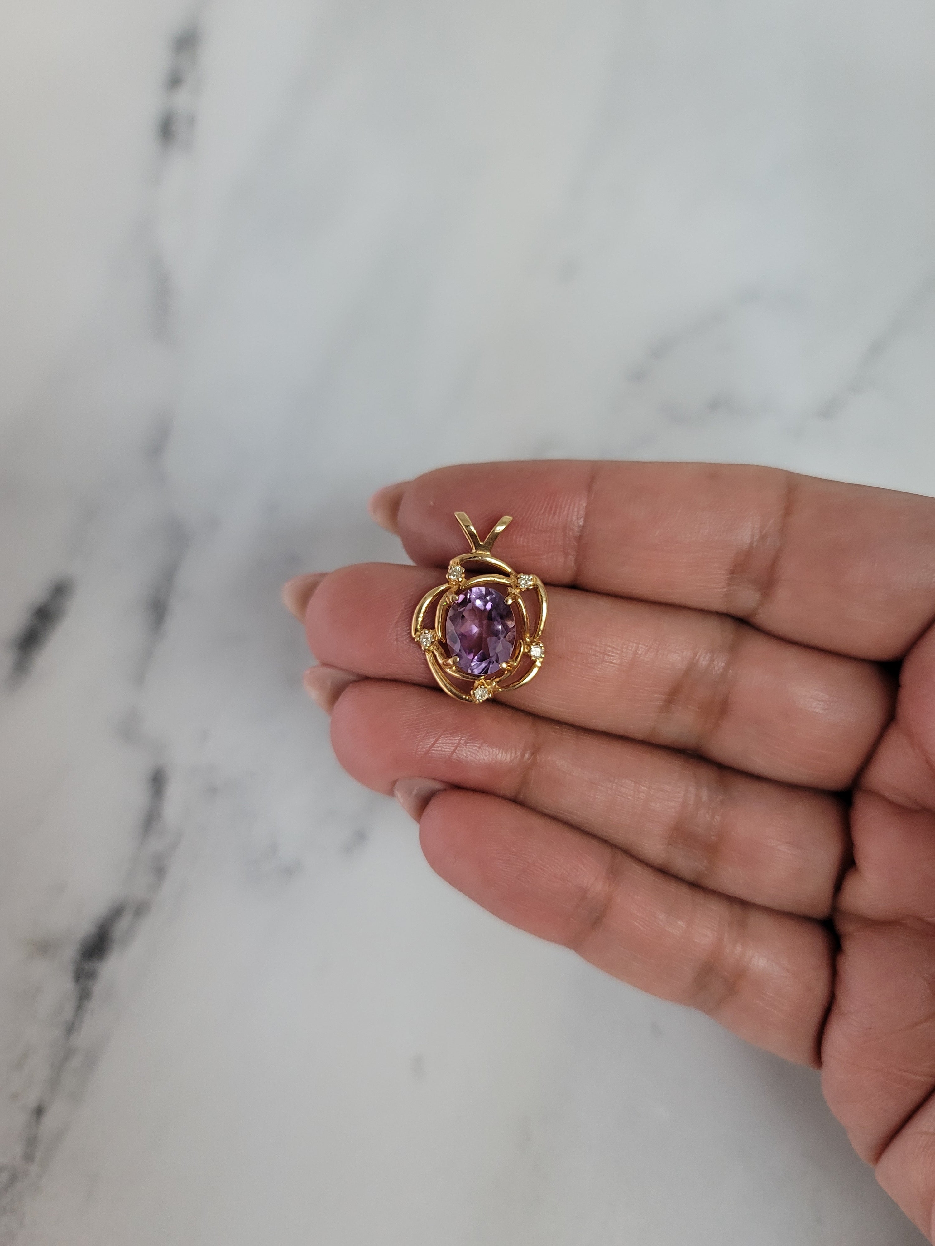 Elegant Oval Amethyst & Diamond Accent Necklace | 925 Sterling Silver Jewelry for Women | Perfect for Valentine's Day, Anniversary & Special Occasion Gifts