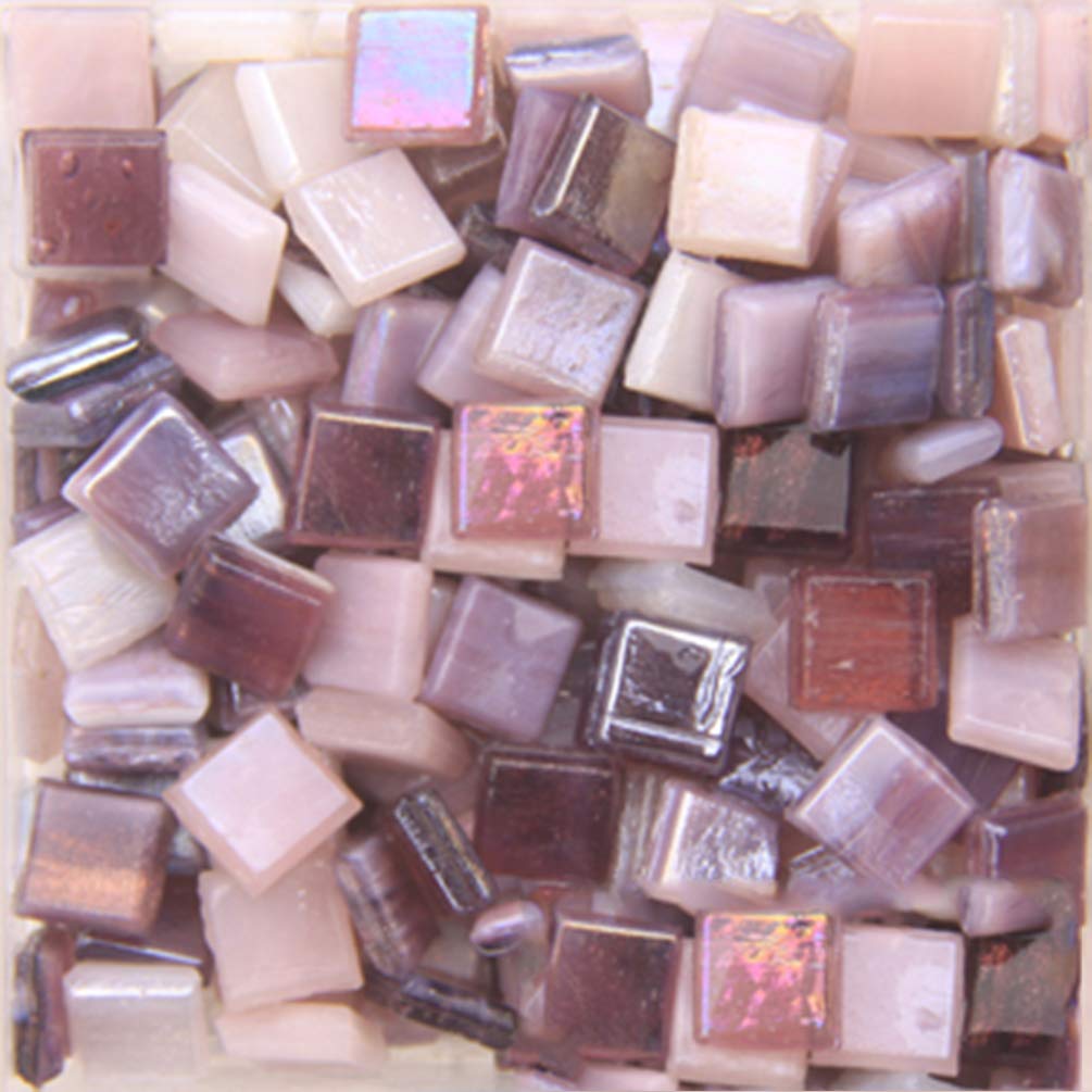 Vibrant Stained Glass Mosaic Tiles - 270pc DIY Craft Kit for Picture Frames, Flower Pots, Jewelry Making - 1x1cm Square Tiles (Purple Mix) | Perfect for Home Decor, Scrapbooking & Art Projects