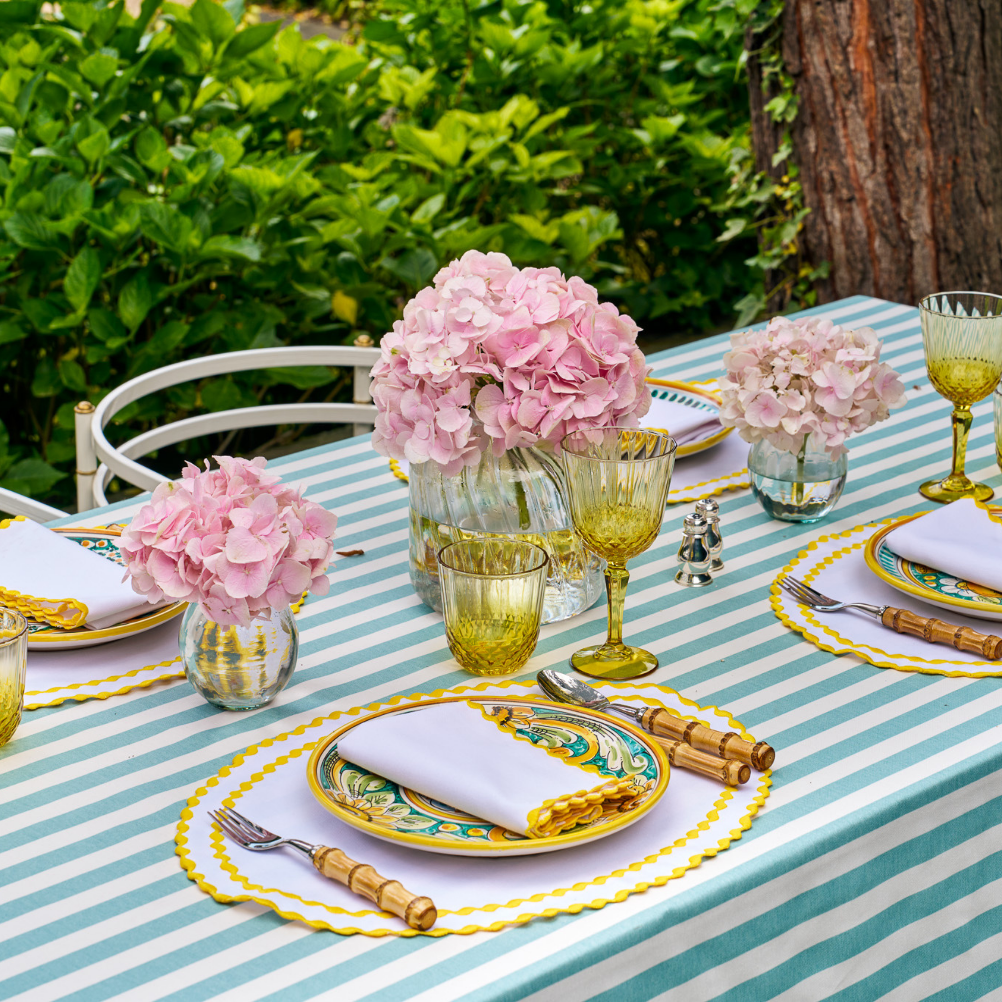 Callie Striped Tablecloth - Waterproof & Wrinkle-Free Cotton Table Cover for Dining, Picnic, and Outdoor Parties - Perfect for Home, Restaurant, and Event Decor
