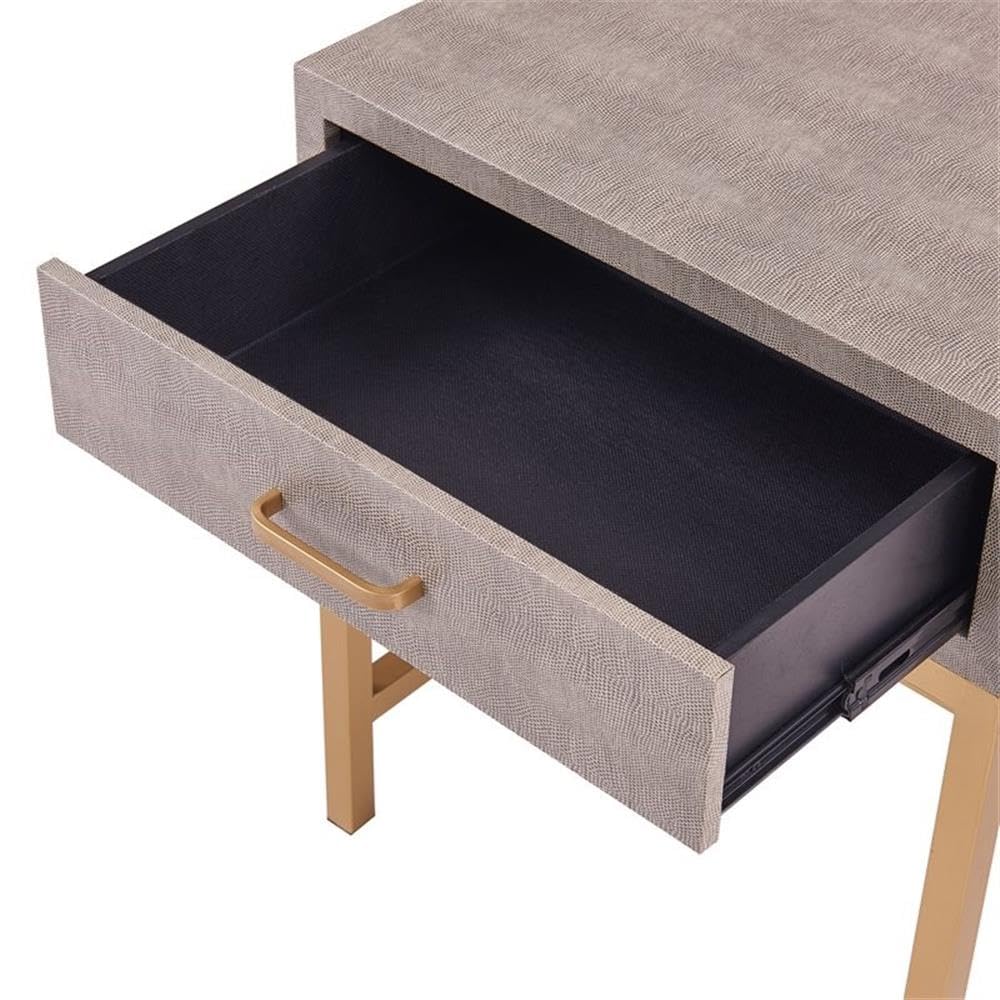Brown/Gray Shagreen End Table with 1 Drawer - Set of 2 - Modern Side Table for Living Room, Bedroom, or Office - Home Square
