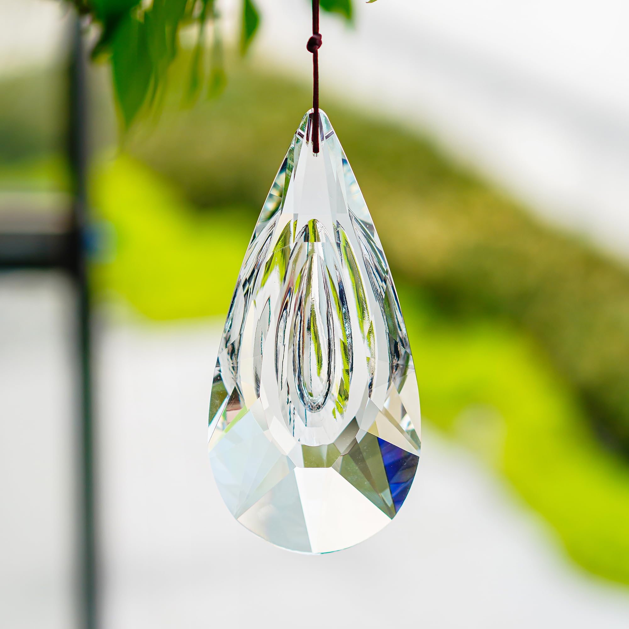 Crystal Prism Suncatcher - Faceted Clear Rainbow Maker Pendant for Windows, Gardens & Home Decor | Creates Beautiful Light Reflections for Meditation Rooms, Nurseries & Outdoor Spaces