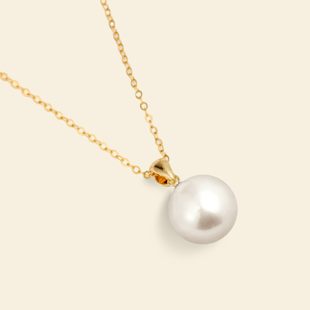 18K Gold Pearl Pendant Necklace for Women - Elegant White Pearl Jewelry Gift for Birthday, Anniversary & Special Occasions