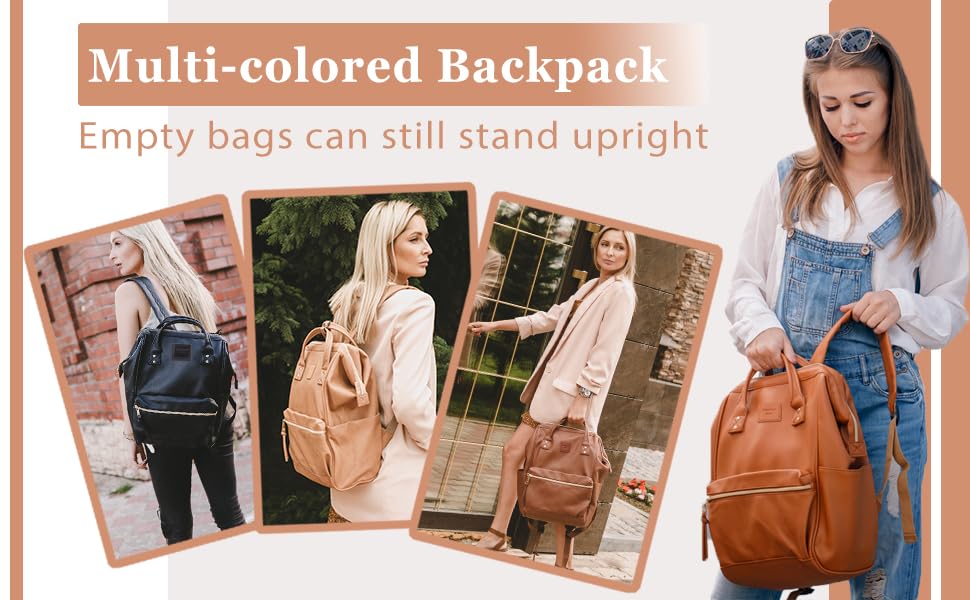 Kah&Kee Genuine Leather Backpack for Women - 15 Inch Laptop Bag with USB Charging Port - Professional Teacher Bag, Diaper Backpack, Work & School Backpack - Perfect for Office, College, Business Travel & Daily Commute