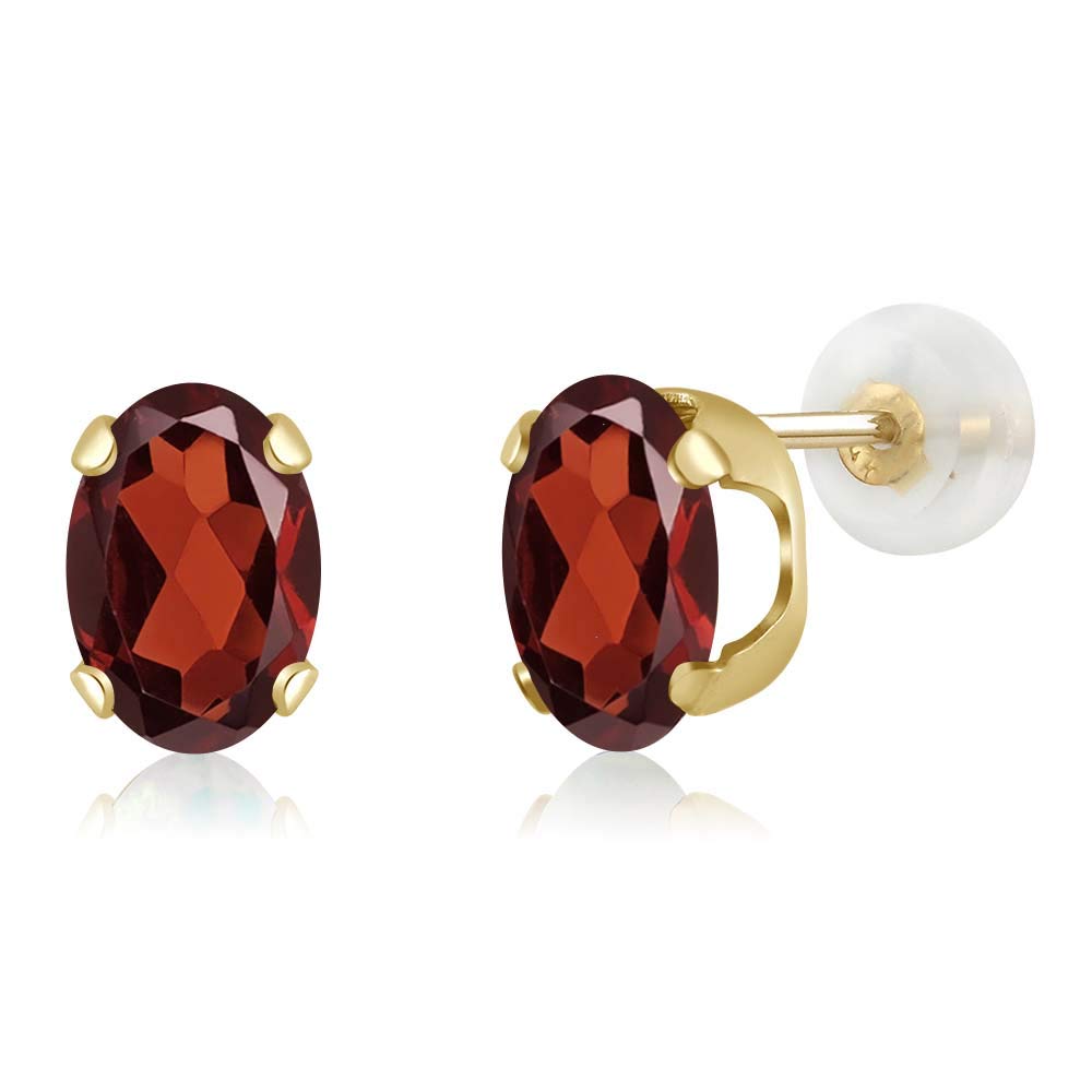 14K Yellow or White Gold 8X6MM Oval Birthstone Stud Earrings for Women & Men | Gemstone Jewelry Gift for Anniversary, Birthday & Special Occasions | Oval Gold Earrings for Everyday Wear & Formal Events