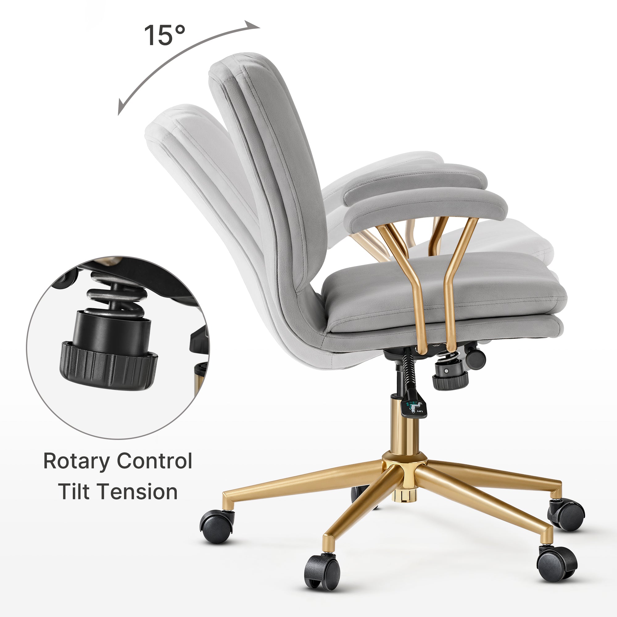 Premium Adena Velvet Office Chair - Ergonomic Desk Chair with Lumbar Support for Home & Office Workspaces - Perfect for Long Hours of Sitting, Gaming, and Remote Work