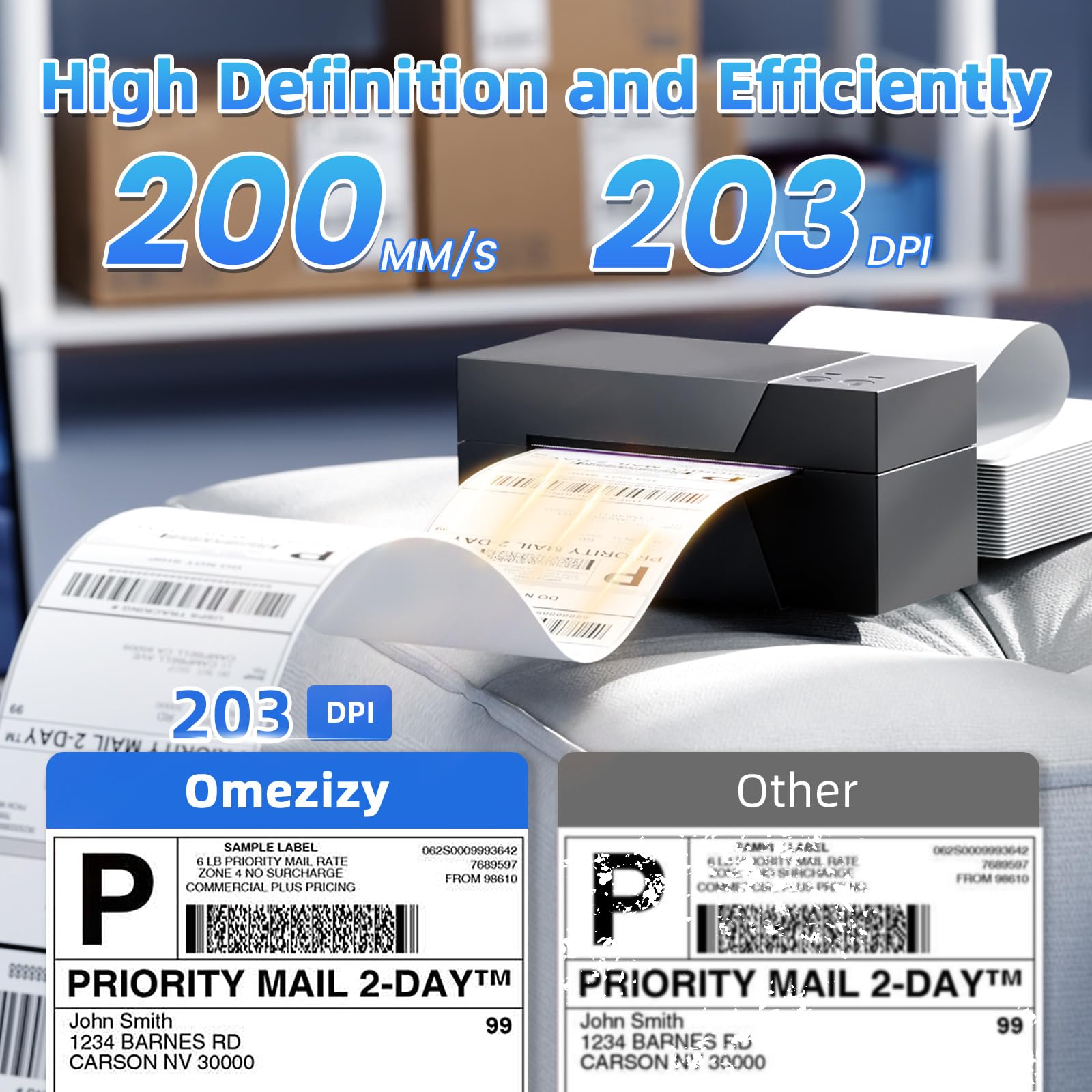 4x6 Wireless Thermal Shipping Label Printer - WiFi & Bluetooth Compatible for eBay, USPS, Shopify, Amazon | Perfect for Small Business, Home & Office Package Shipping
