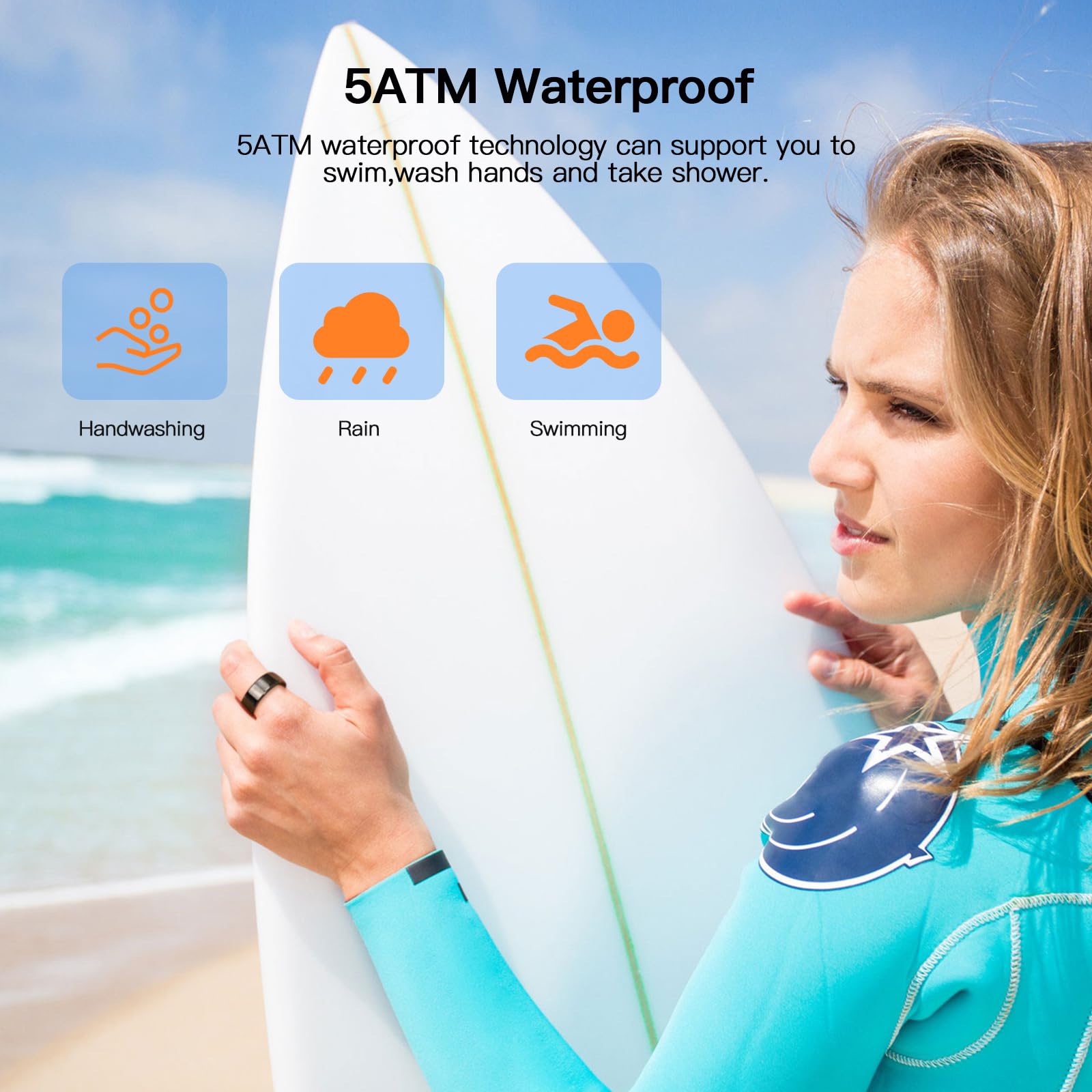 Smart Ring for Fitness Tracking - Monitor Heart Rate, Sleep, Blood Oxygen & Calories - IP68 Waterproof - No App Subscription - Rose Gold (Size 12) | Ideal for Workouts, Sleep Analysis & Daily Health Monitoring