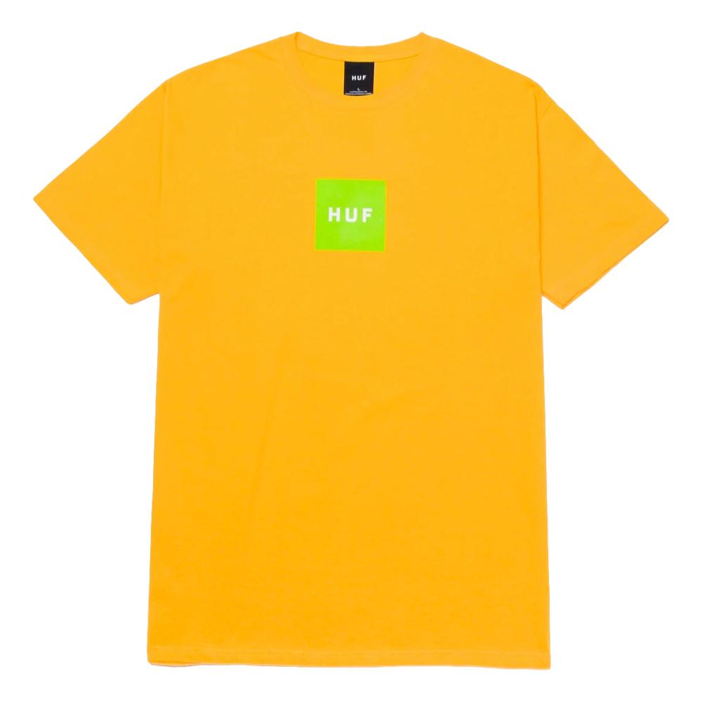 HUF Essentials Box Logo Short Sleeve T-Shirt - Lemon Yellow | Casual Streetwear for Men & Women | Perfect for Everyday Wear, Gym, and Outings